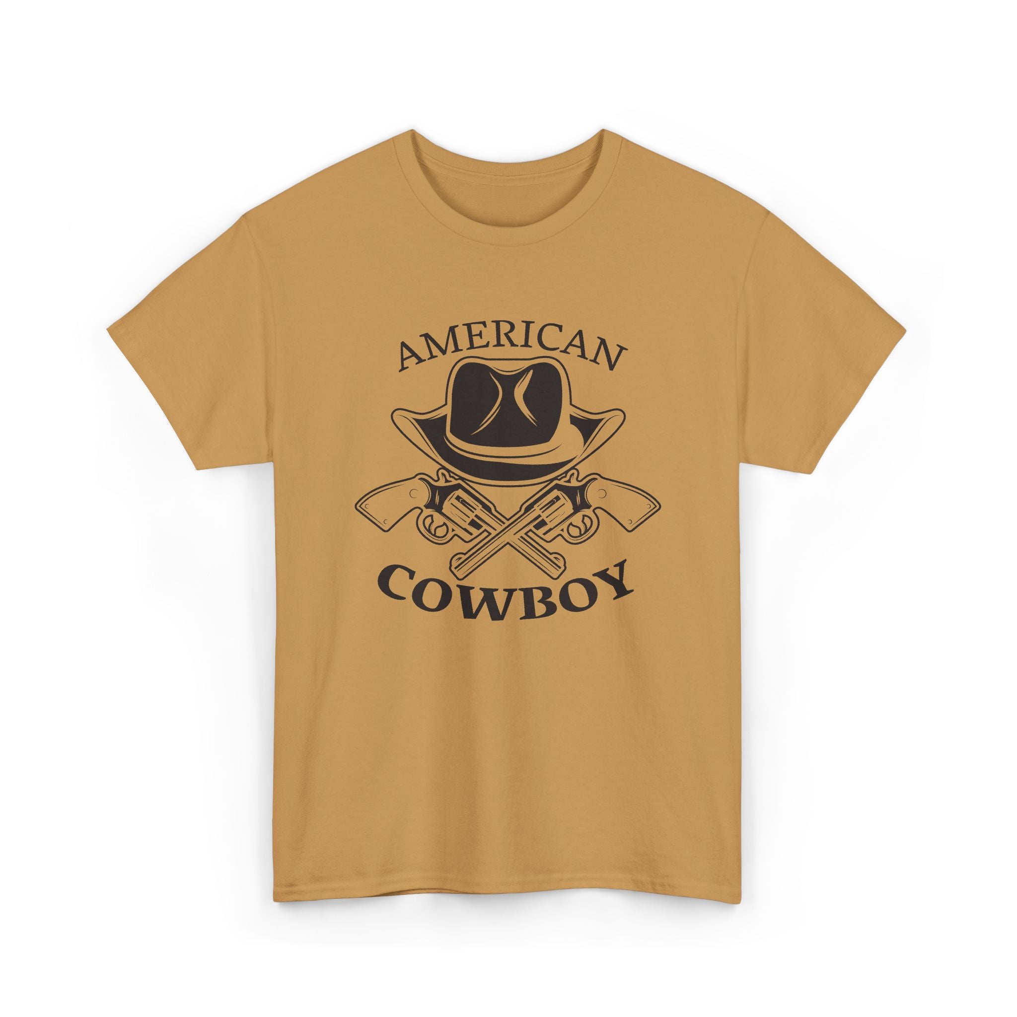 American Cowboy T-Shirt – Vintage Western Hat & Crossed Pistols Graphic– Bamerix