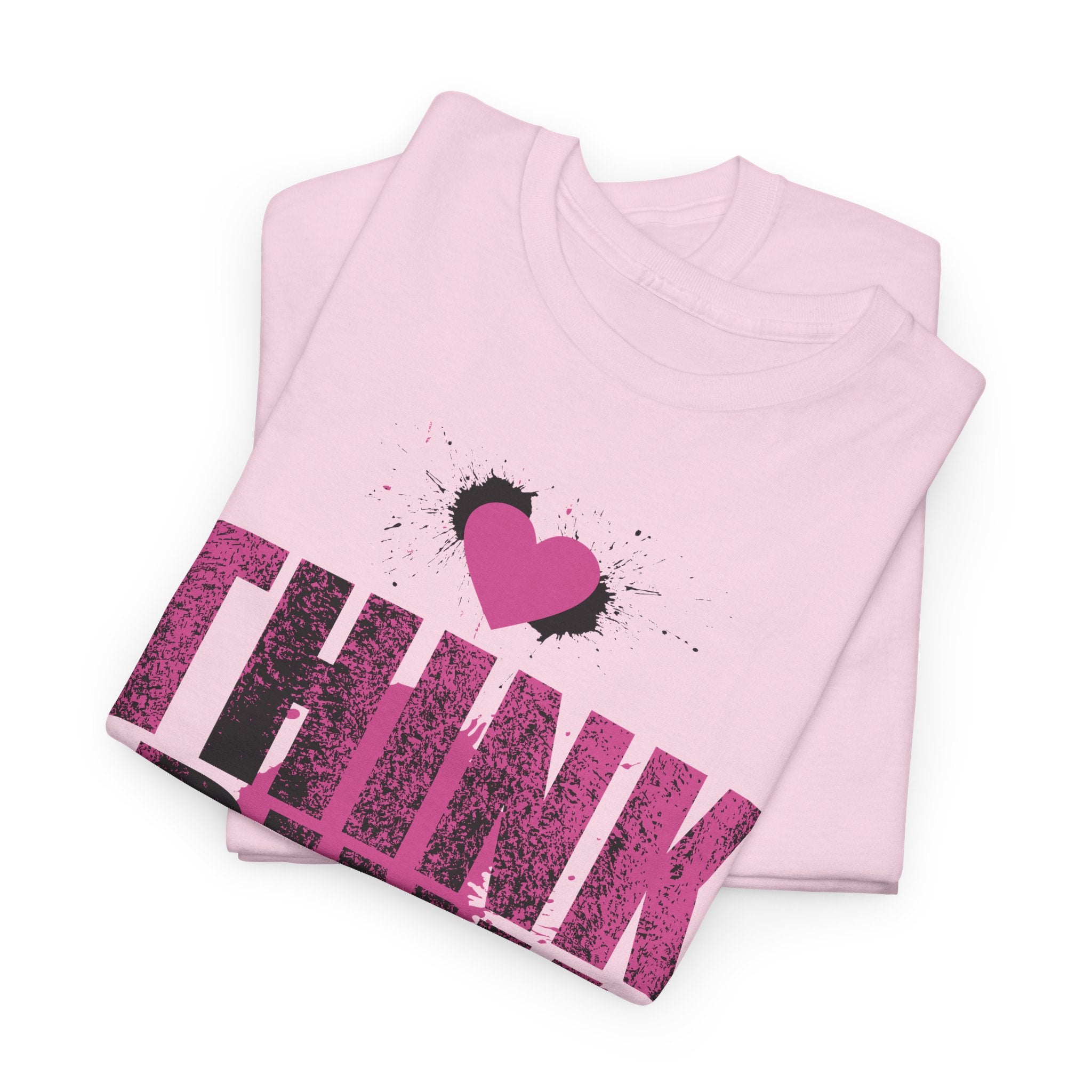 Think Pink Unisex Heavy Cotton Tee Cute Pink Graphic T-Shirt – Bamerix