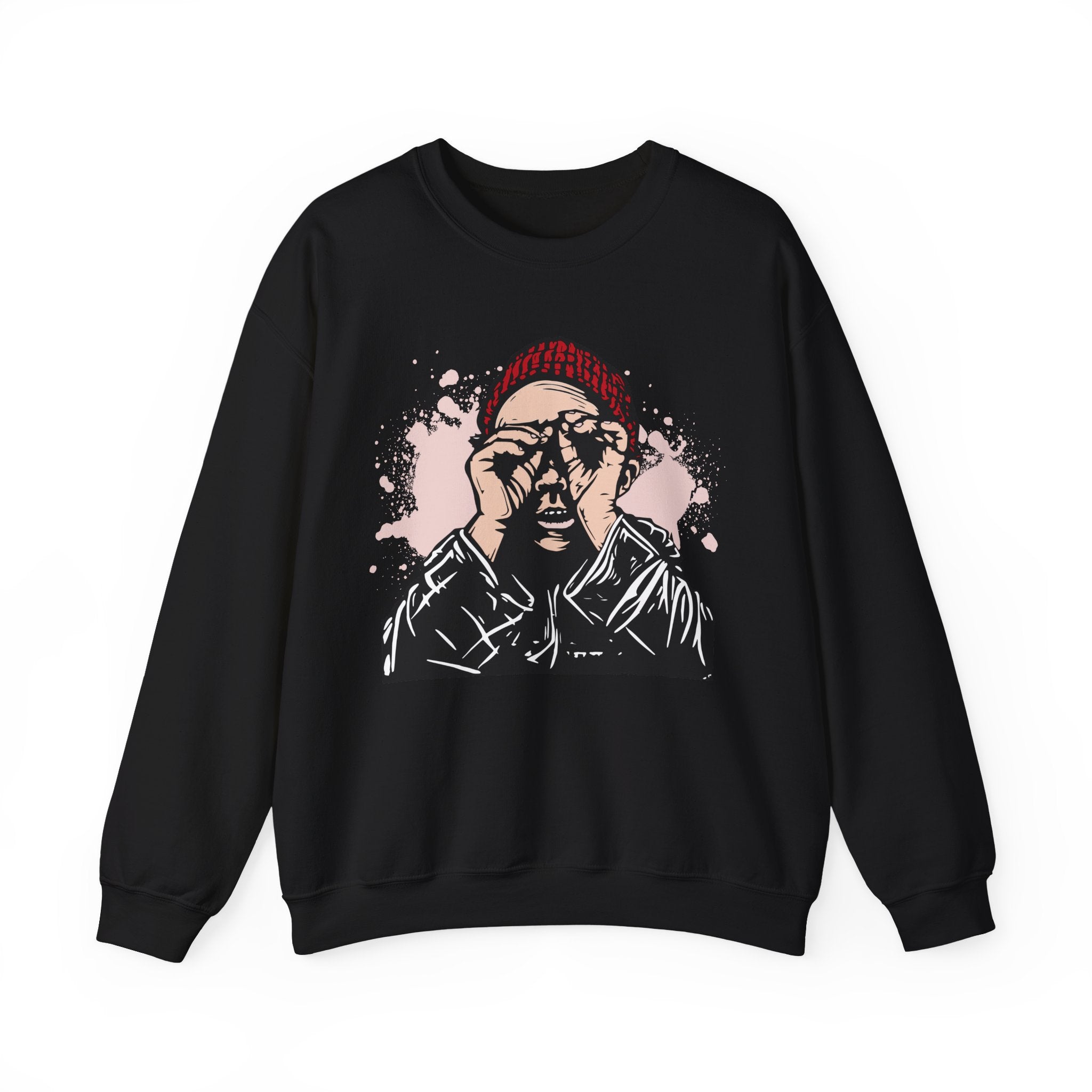 Crewneck Sweatshirt  Illustrated Beanie Portrait Graphic – Bamerix