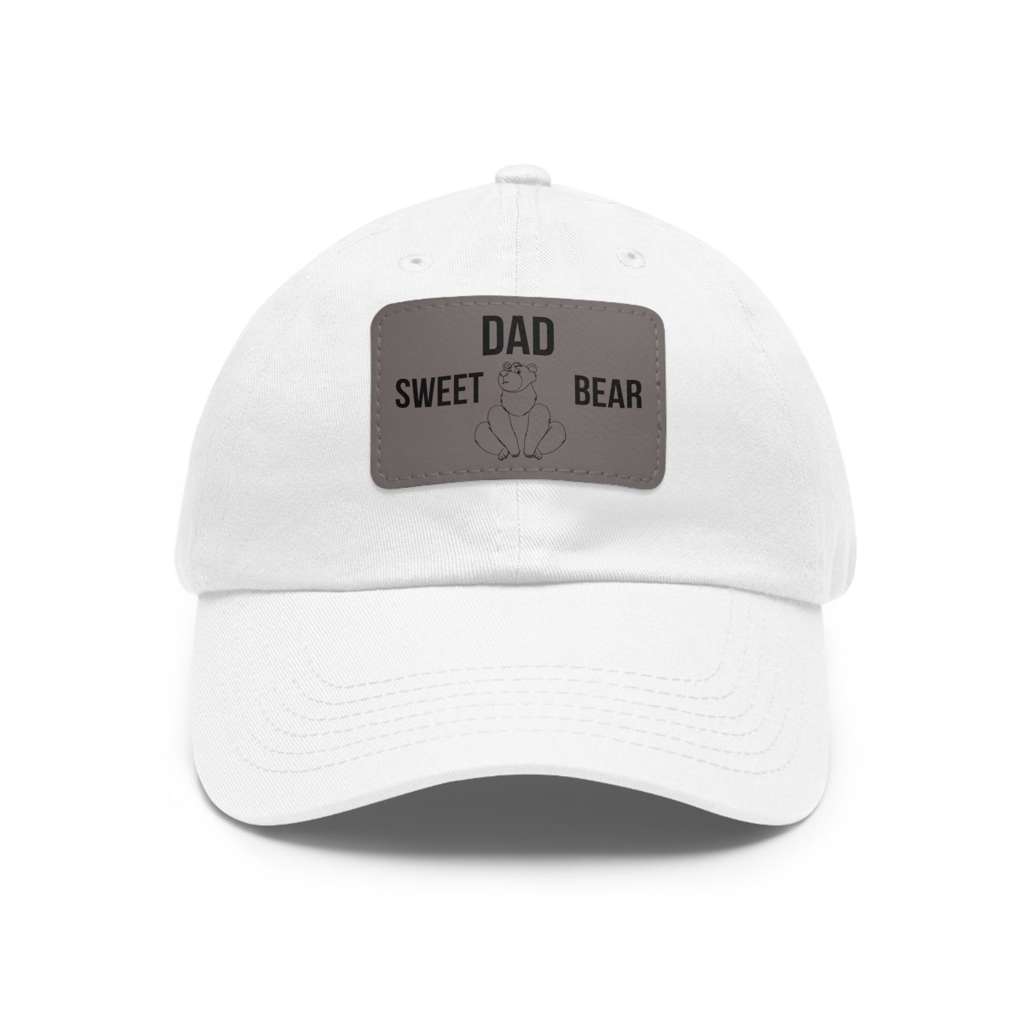 Dad Hat with Leather Patch — "Dad Sweet Bear" Embroidered Cap – Bamerix