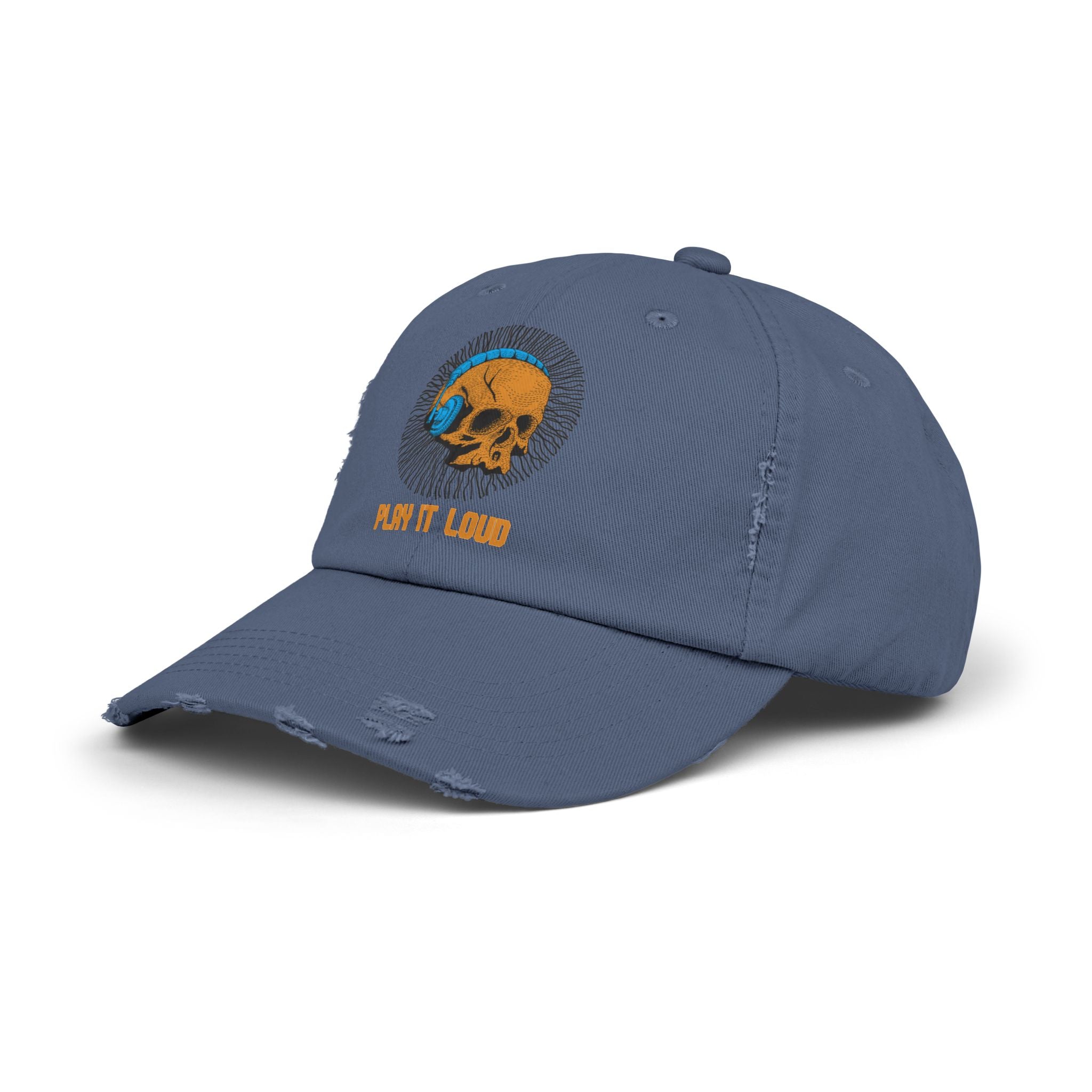 Distressed Skull Cap — Play It Loud Vintage Music Dad Hat – Bamerix