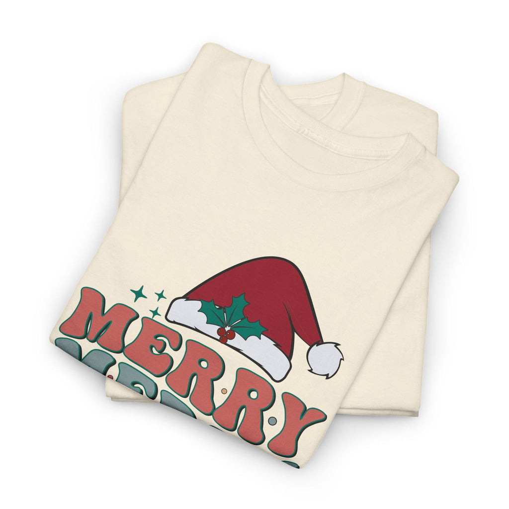 Merry Christmas Unisex Heavy Cotton Tee, Holiday Graphic Tshirt – Bamerix