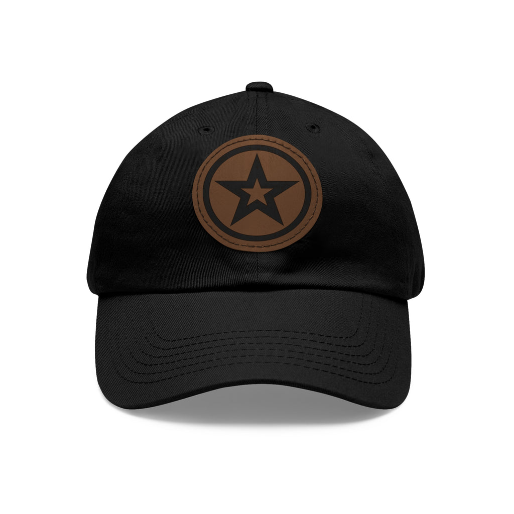 Star Patch Dad Hat — Leather Round Patch Baseball Cap – Bamerix