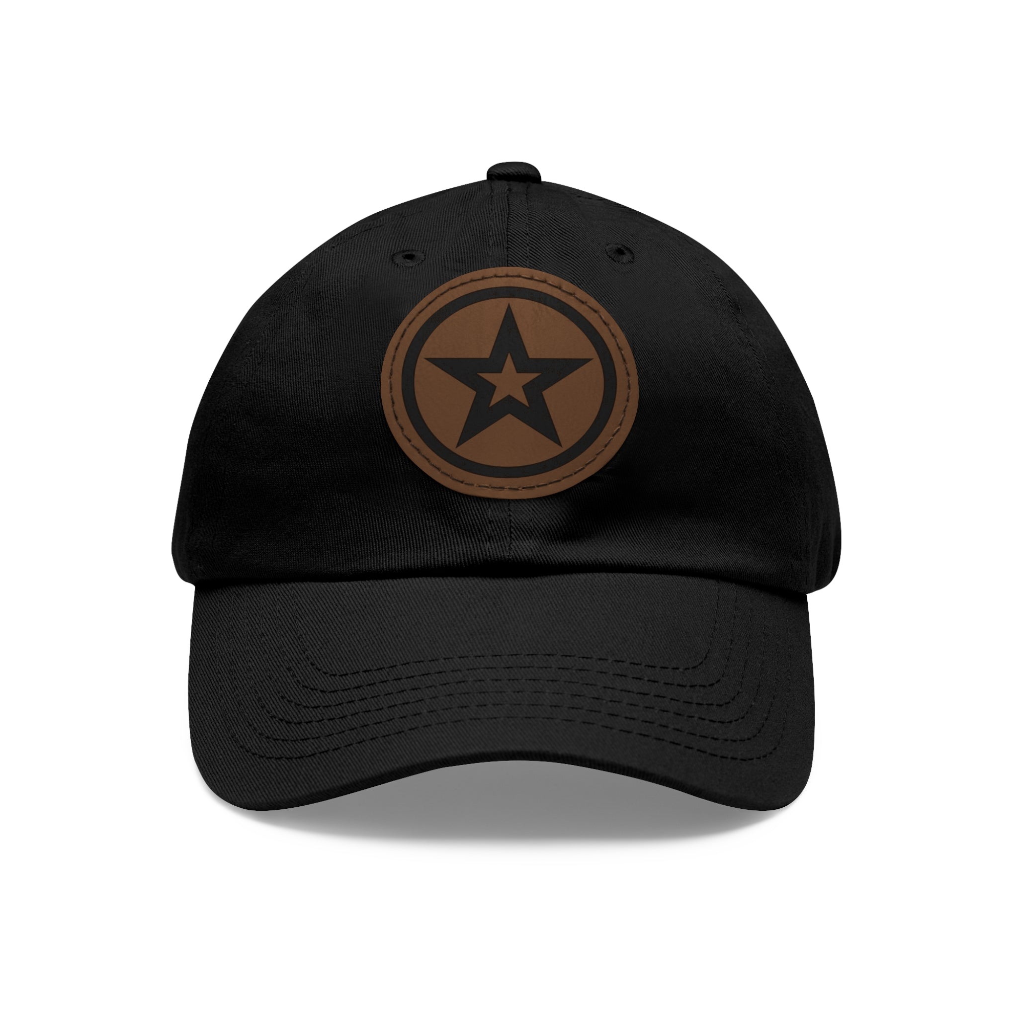 Star Patch Dad Hat — Leather Round Patch Baseball Cap – Bamerix