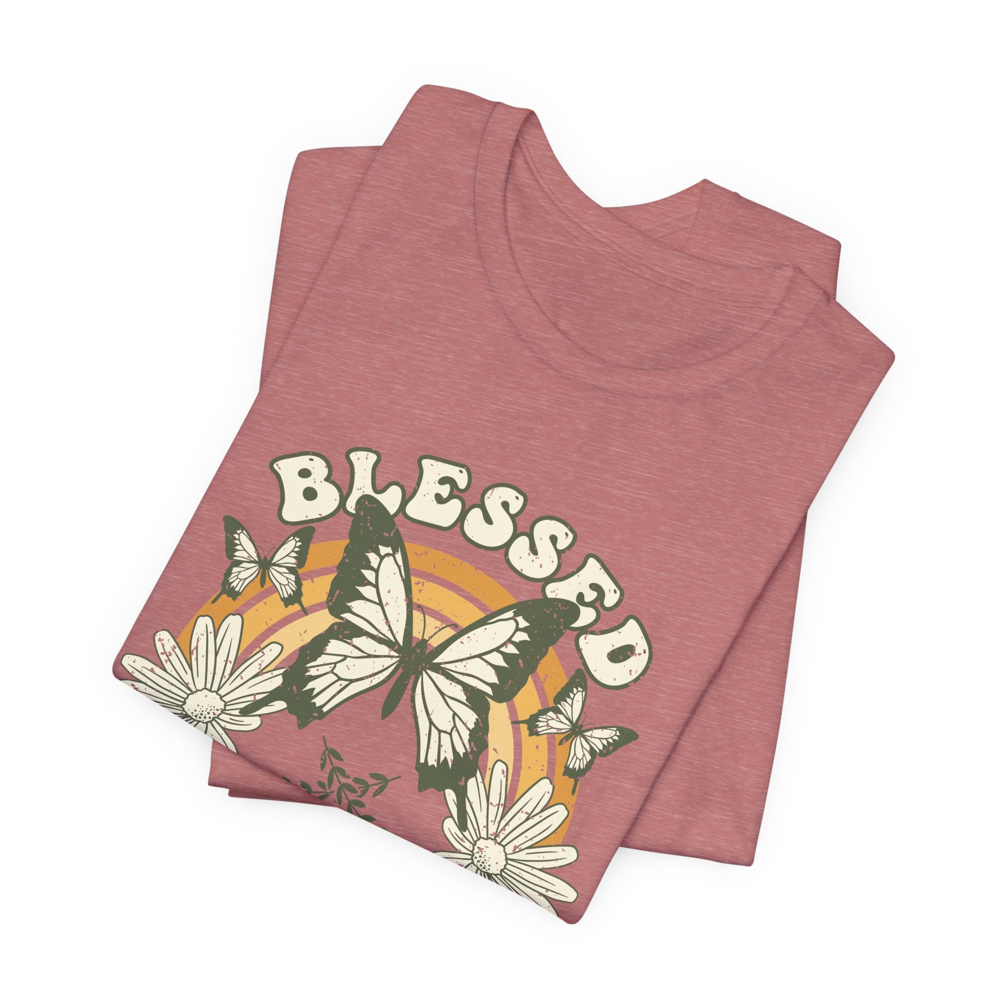 Blessed Tee – Butterfly & Floral Design – Bamerix