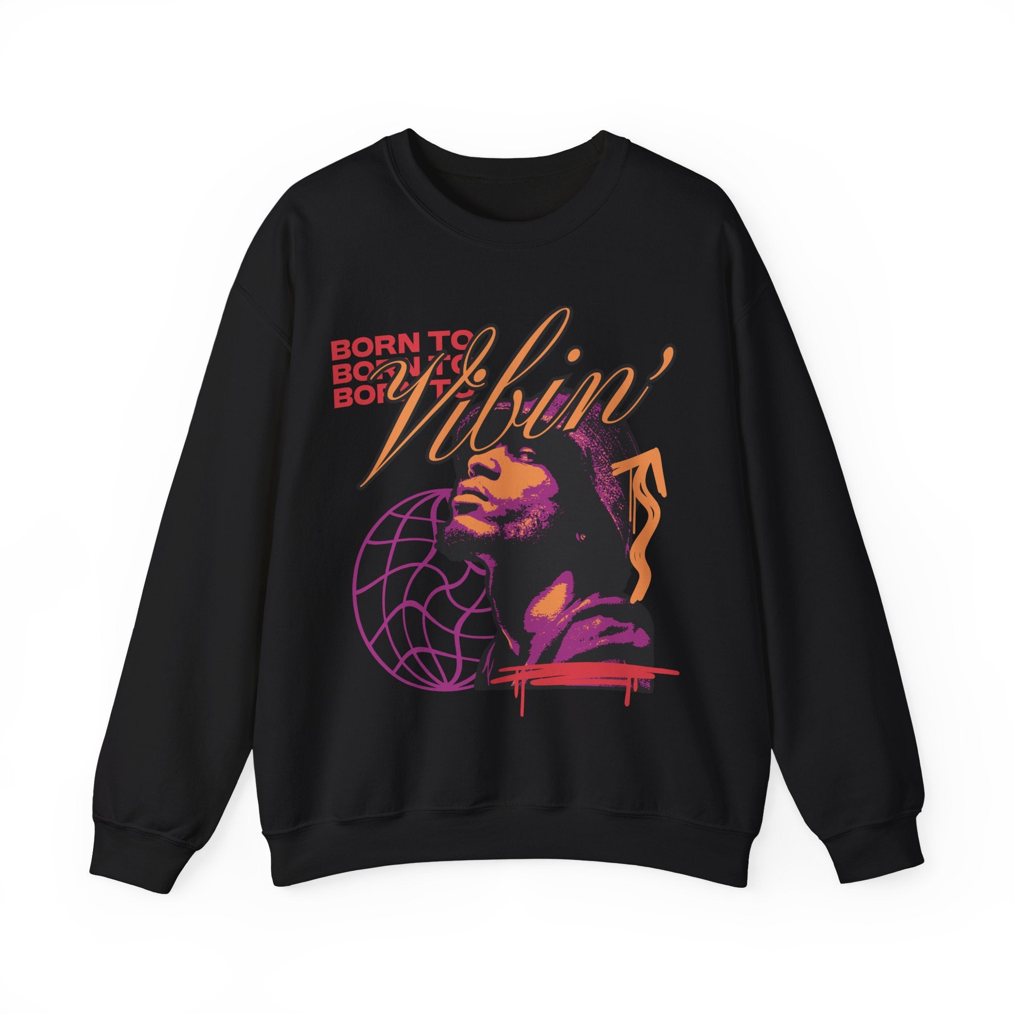 Vibin' Portrait Crewneck Sweatshirt  Born to Vibin' Graphic – Bamerix