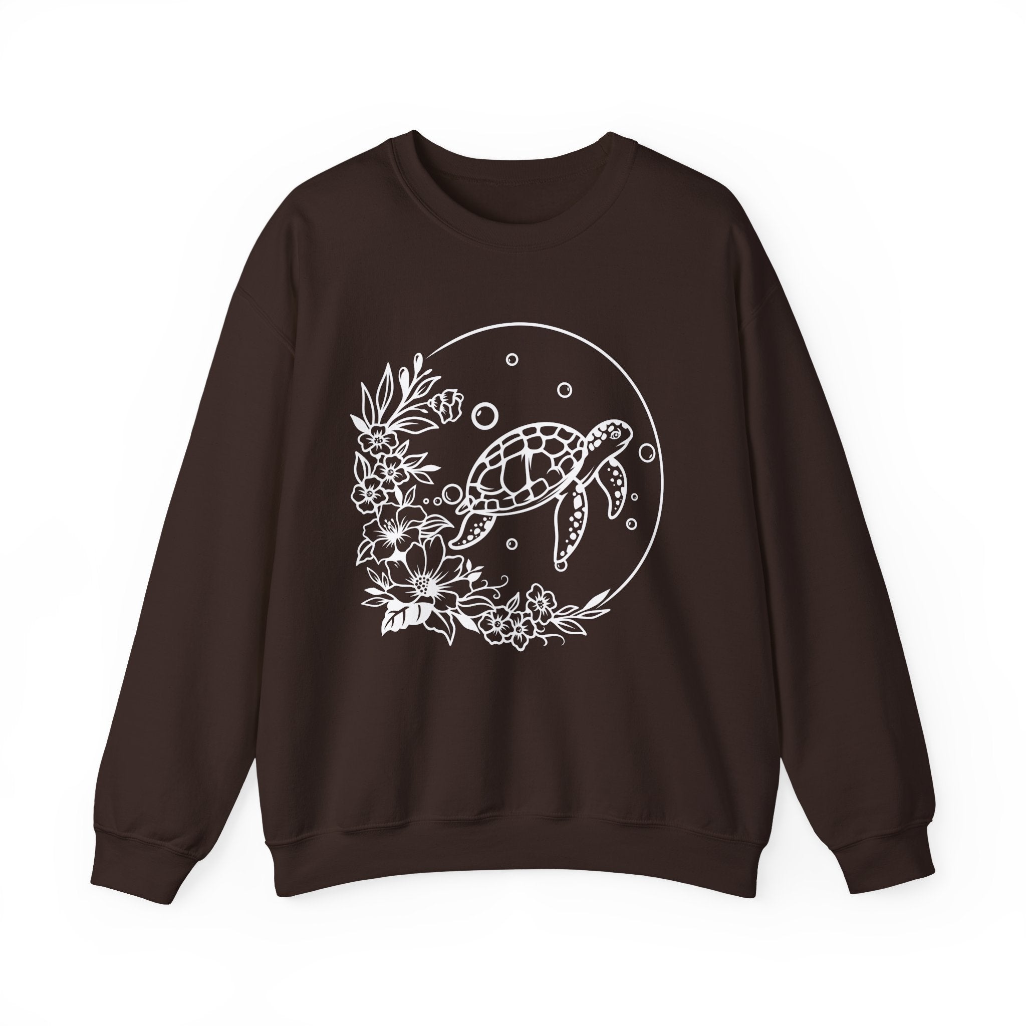 Sea Turtle Floral Crewneck Sweatshirt  Moonlit Ocean Turtle Graphic – Bamerix