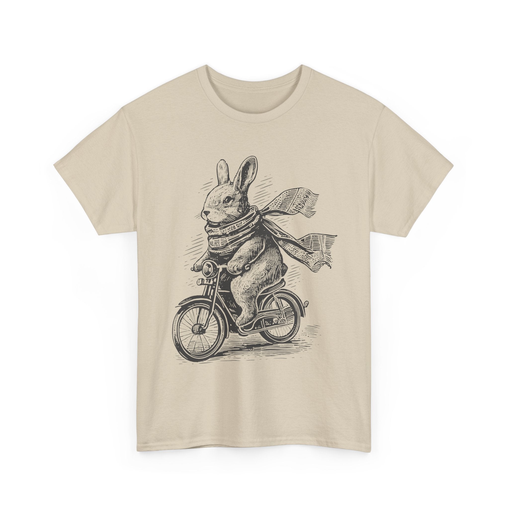 Bunny on Bike T-Shirt — Vintage Sketch Rabbit Riding Bicycle Tee – Bamerix