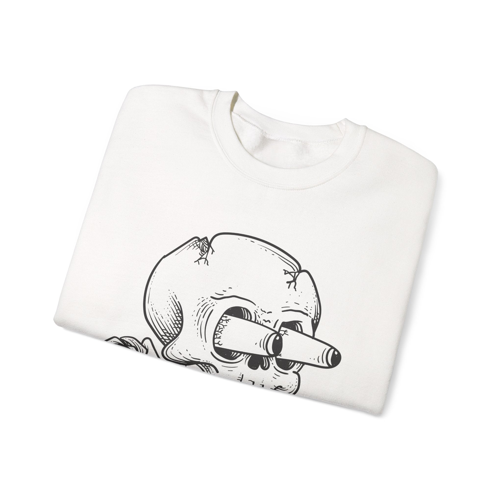 Skull with Rose Crewneck Sweatshirt  Edgy Skull Illustration Pullover – Bamerix