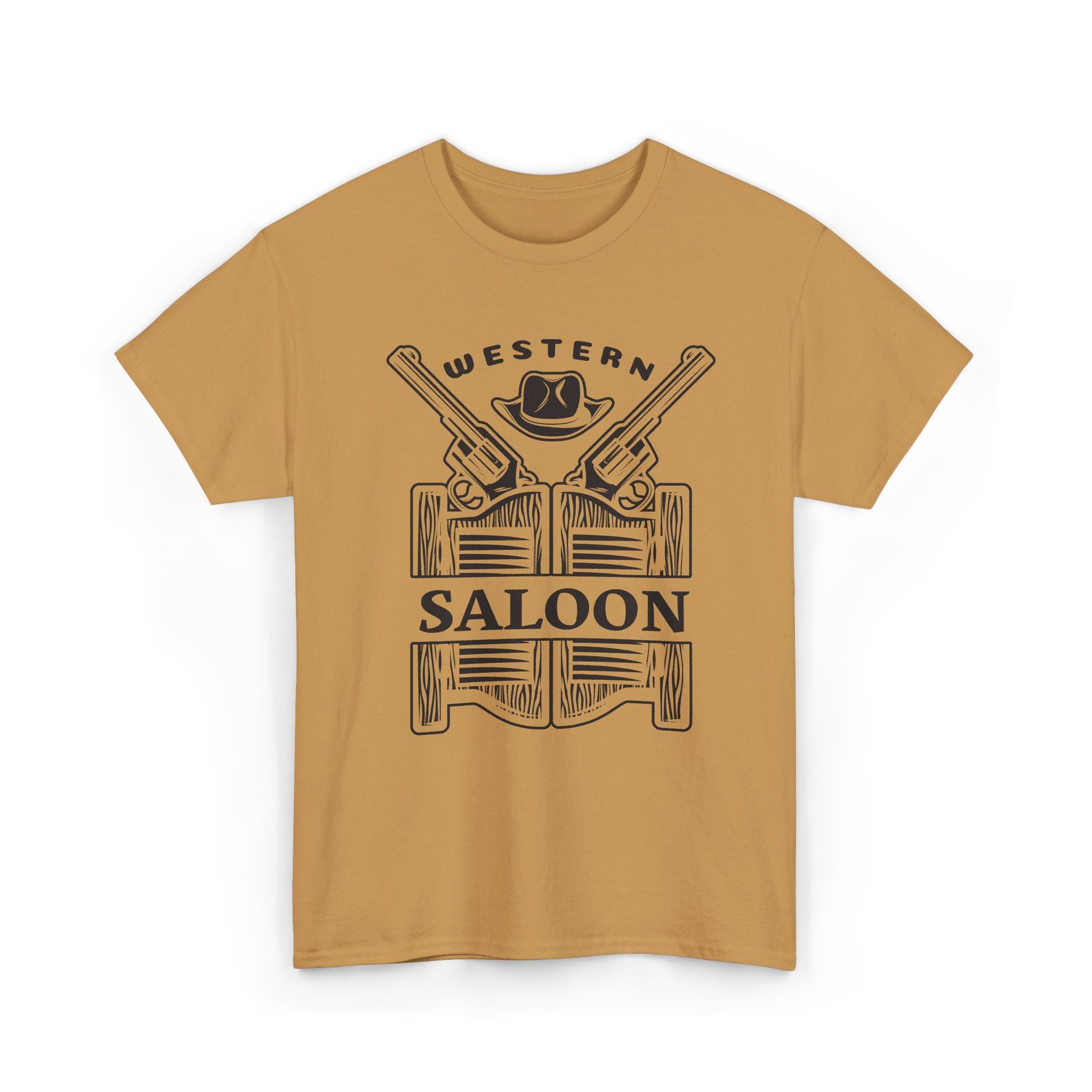 Western Saloon T-Shirt — Vintage Cowboy Guns & Hat Graphic Tee – Bamerix