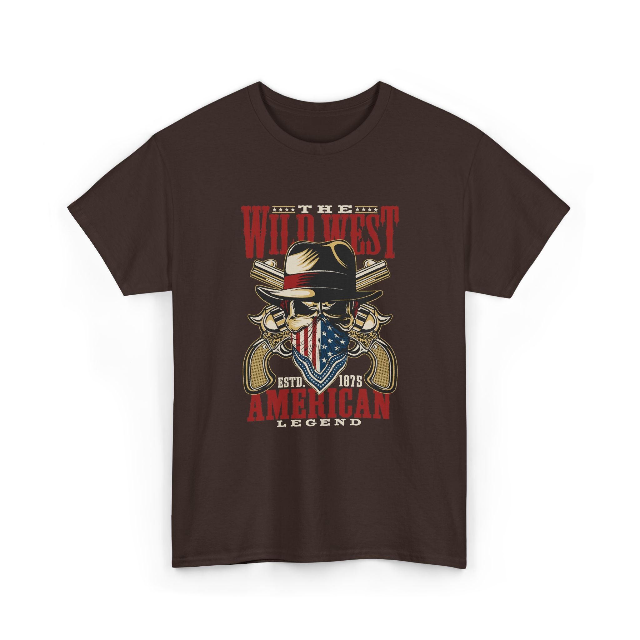 Wild West American Legend T-Shirt — Patriotic Cowboy Skull Graphic Tee – Bamerix