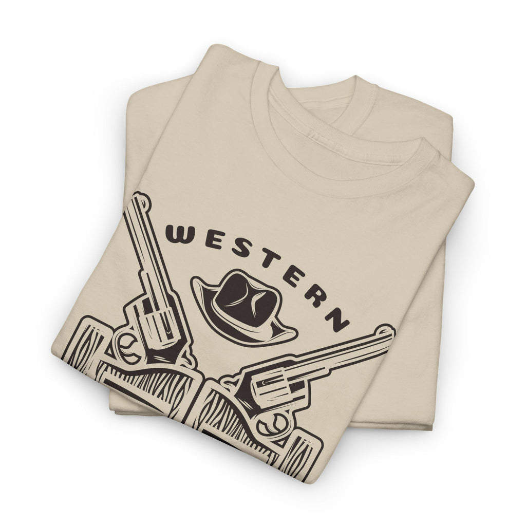 Western Saloon T-Shirt — Vintage Cowboy Guns & Hat Graphic Tee – Bamerix