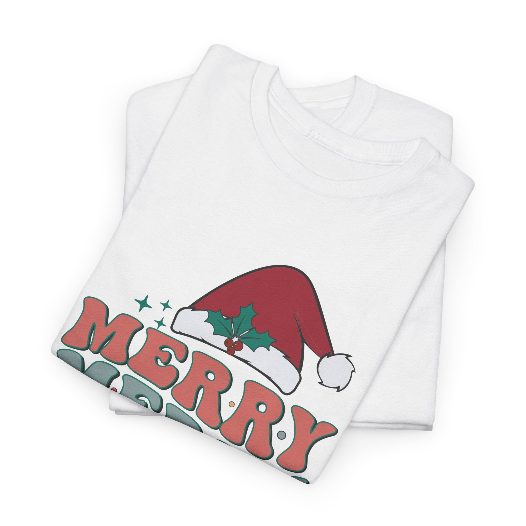 Merry Christmas Unisex Heavy Cotton Tee, Holiday Graphic Tshirt – Bamerix