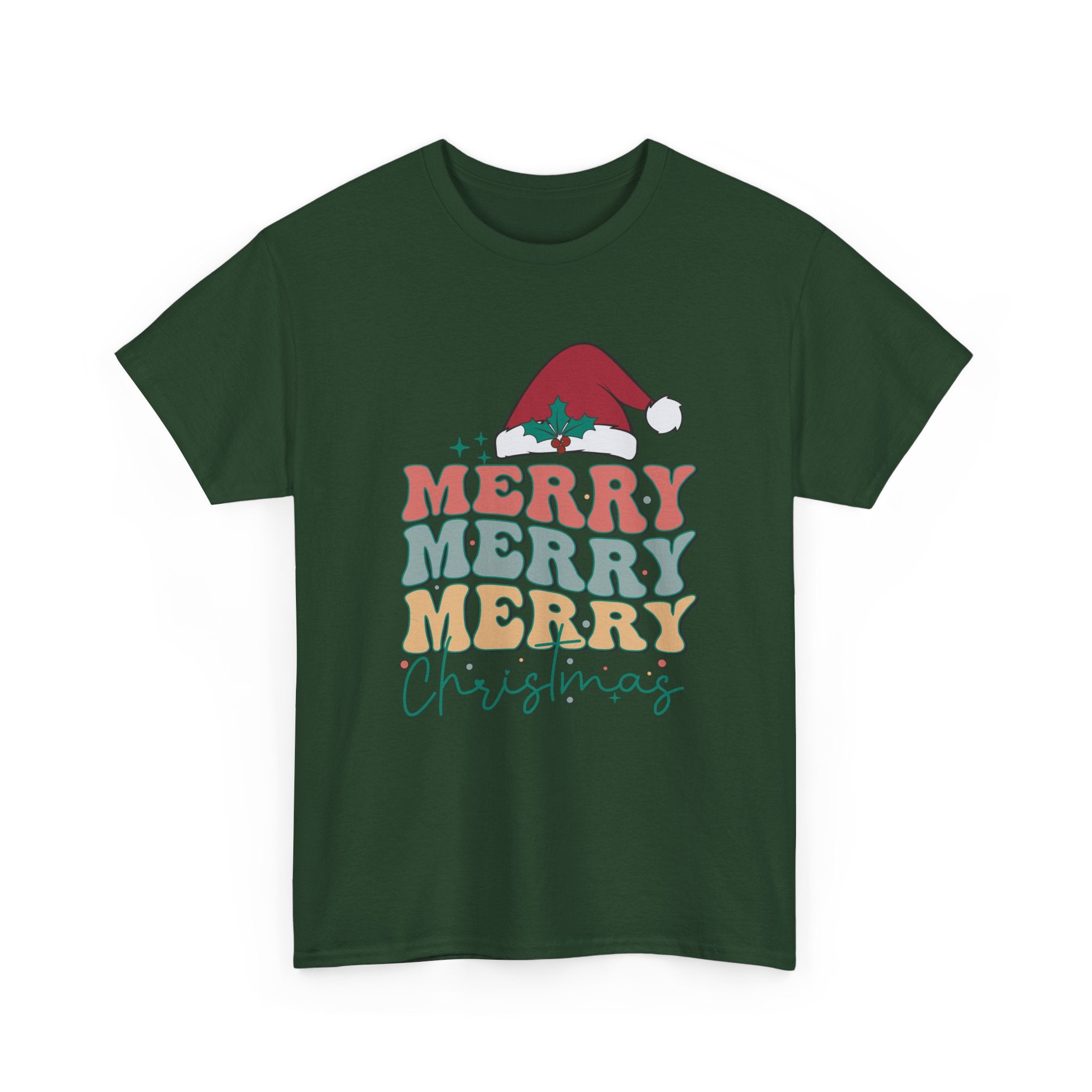 Merry Christmas Unisex Heavy Cotton Tee, Holiday Graphic Tshirt – Bamerix