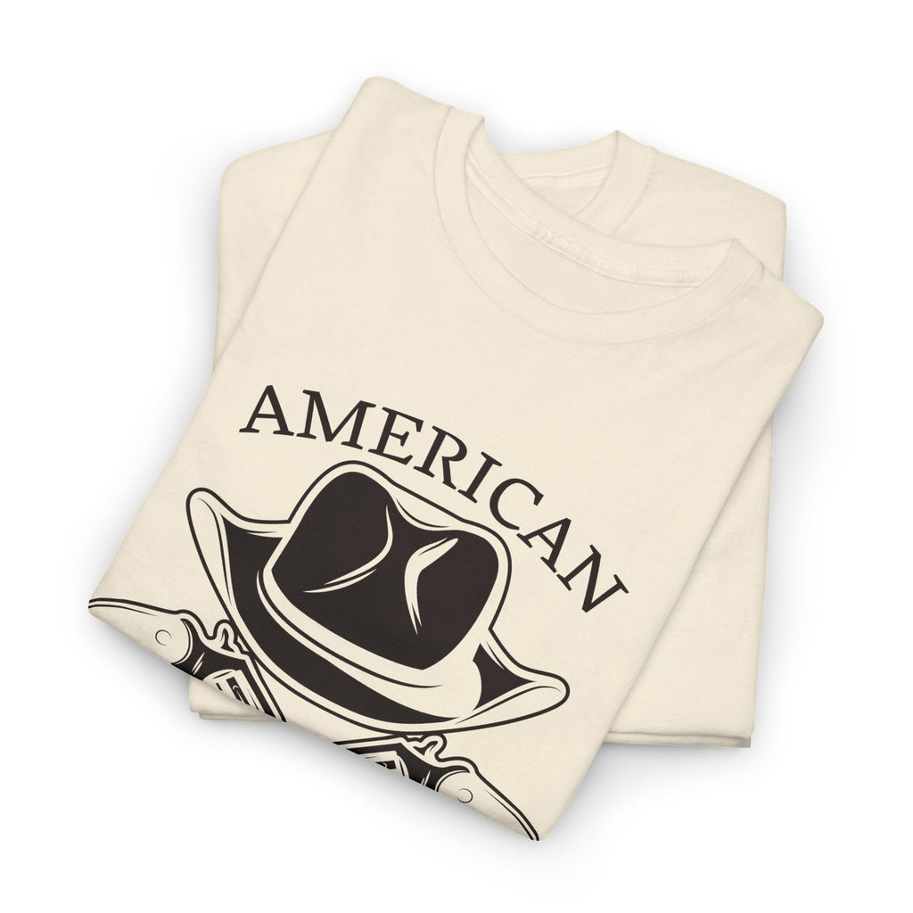 American Cowboy T-Shirt – Vintage Western Hat & Crossed Pistols Graphic– Bamerix