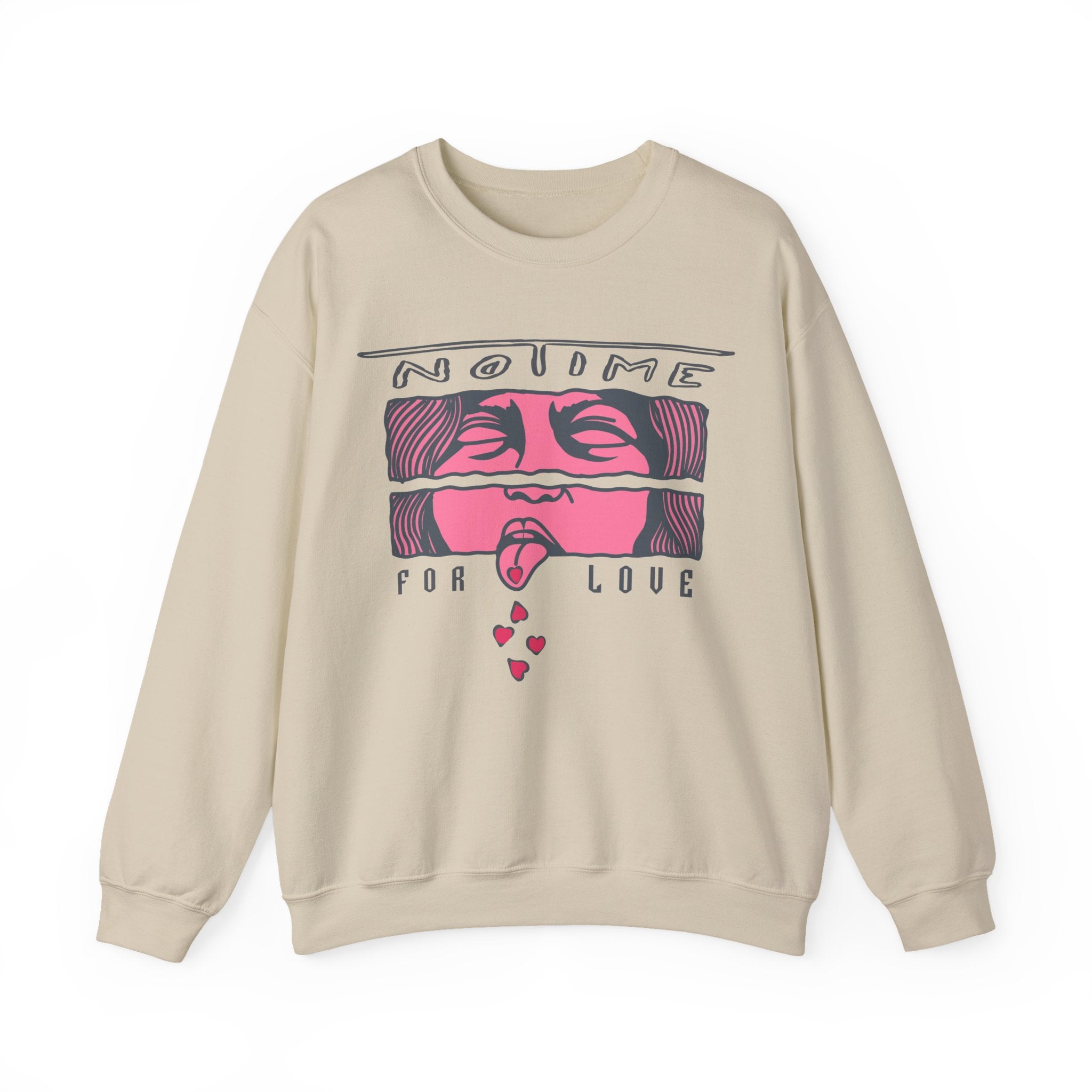 Crewneck Sweatshirt  'No Time For Love' Retro Kiss Graphic – Bamerix