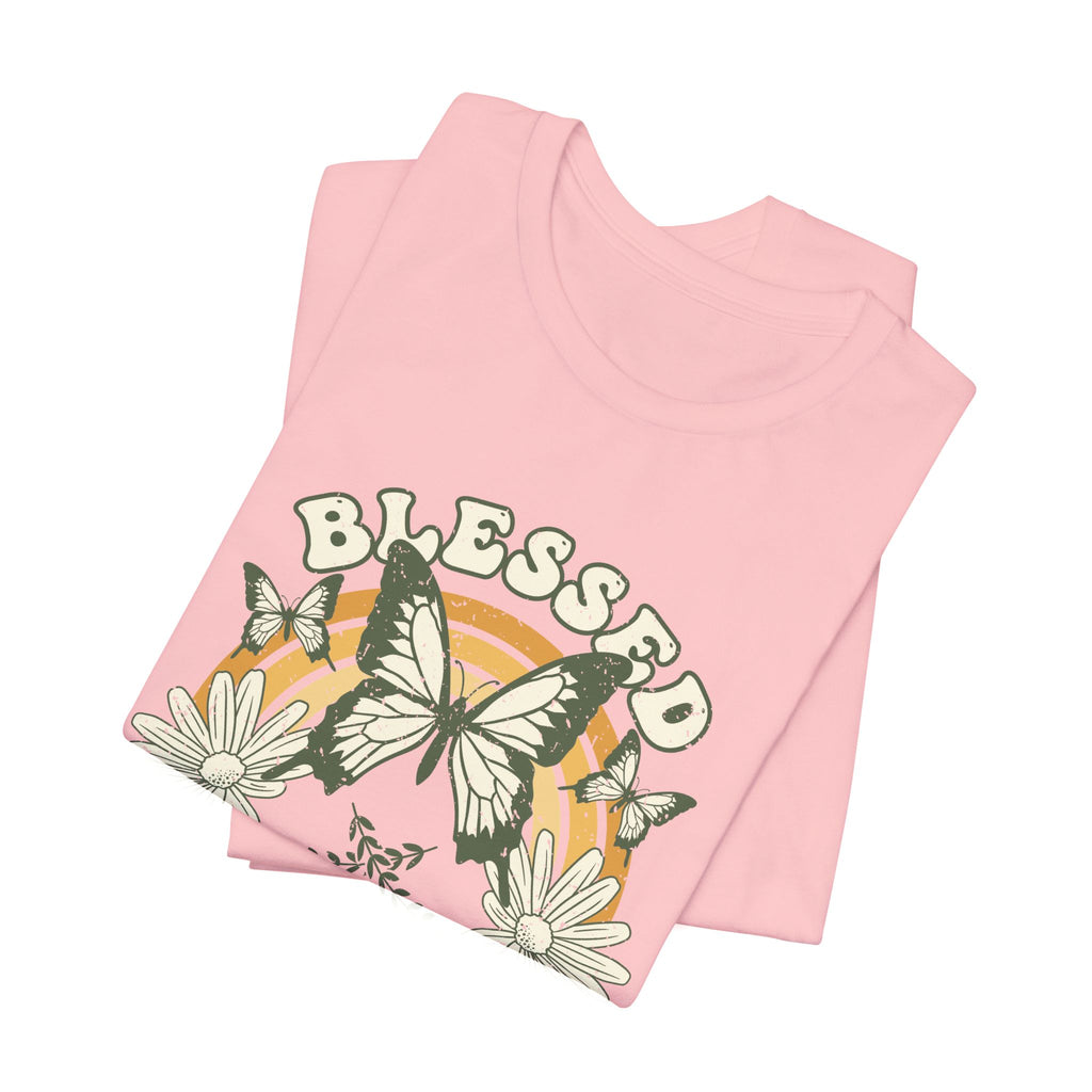 Blessed Tee – Butterfly & Floral Design – Bamerix