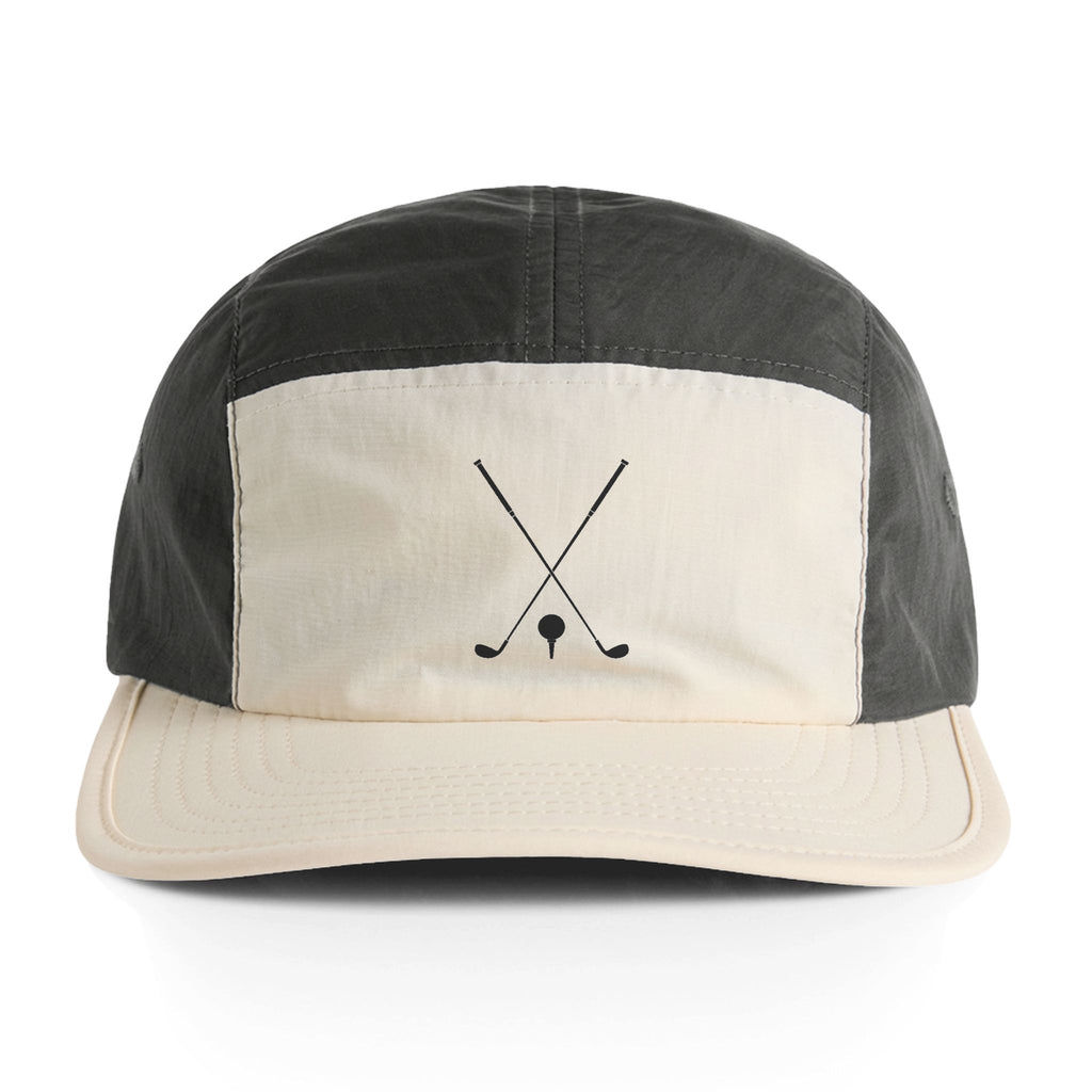 Two-toned cap with golf-themed design on a white background trump golf  – Bamerix