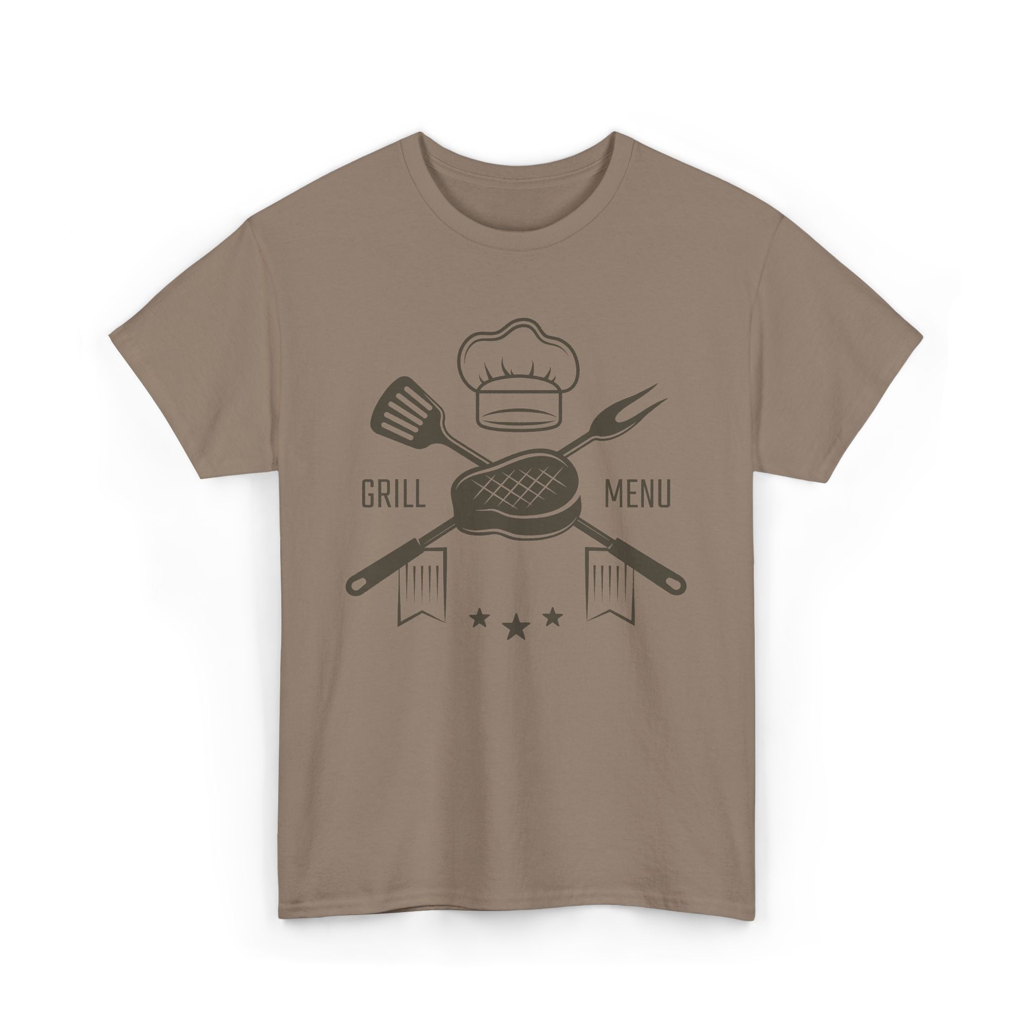 Grill Menu BBQ T-Shirt — Chef Hat & Utensils BBQ Cooking Tee