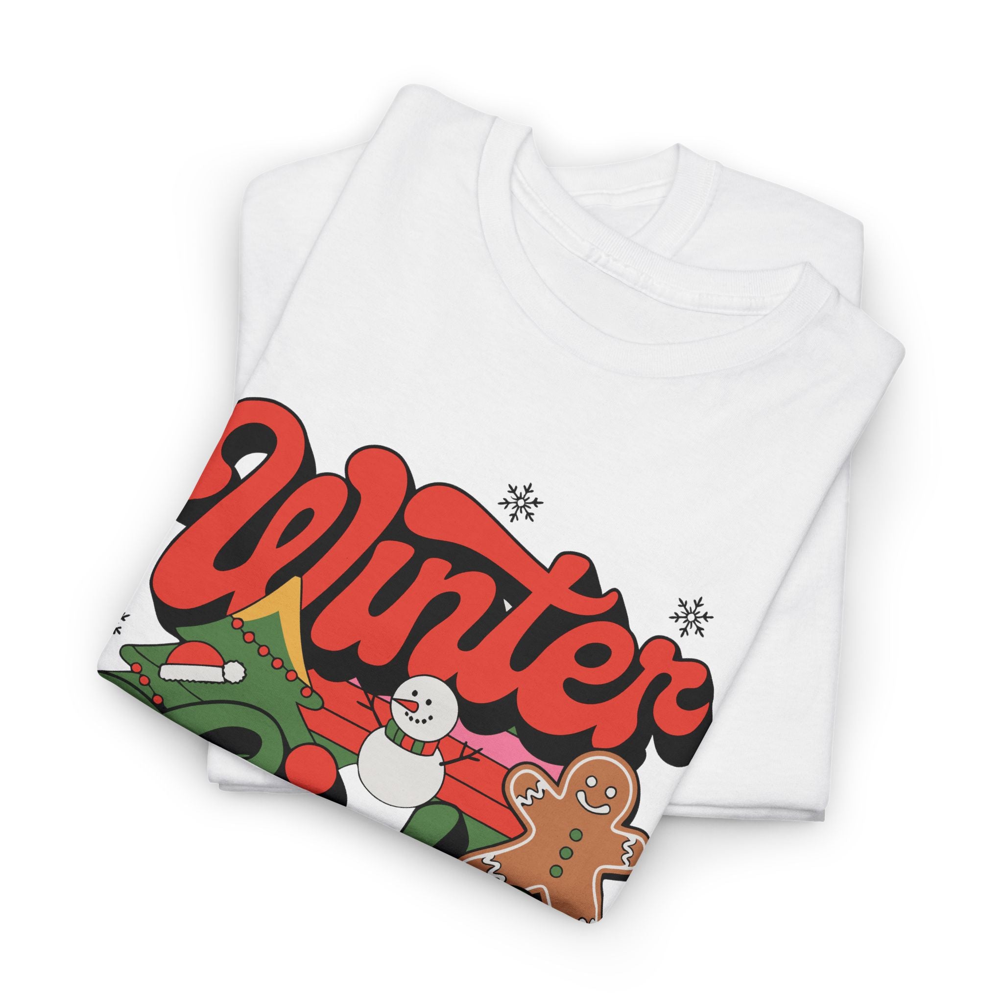 Festive Winter Vibes T-Shirt, Holiday Snowflake Tee, Christmas Winter Shirt – Bamerix