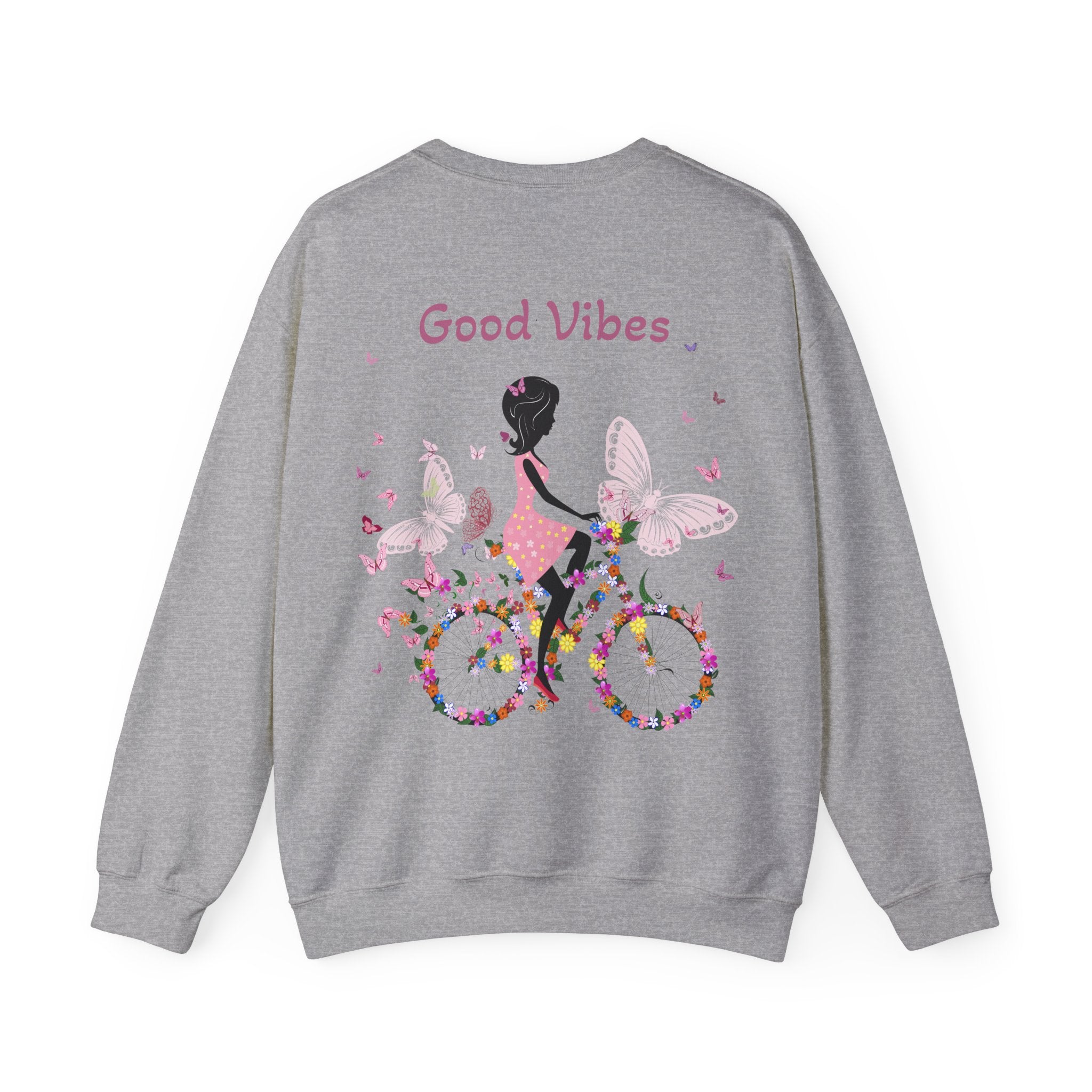 Good Vibes Sweatshirt, Floral Bicycle Crewneck – Bamerix