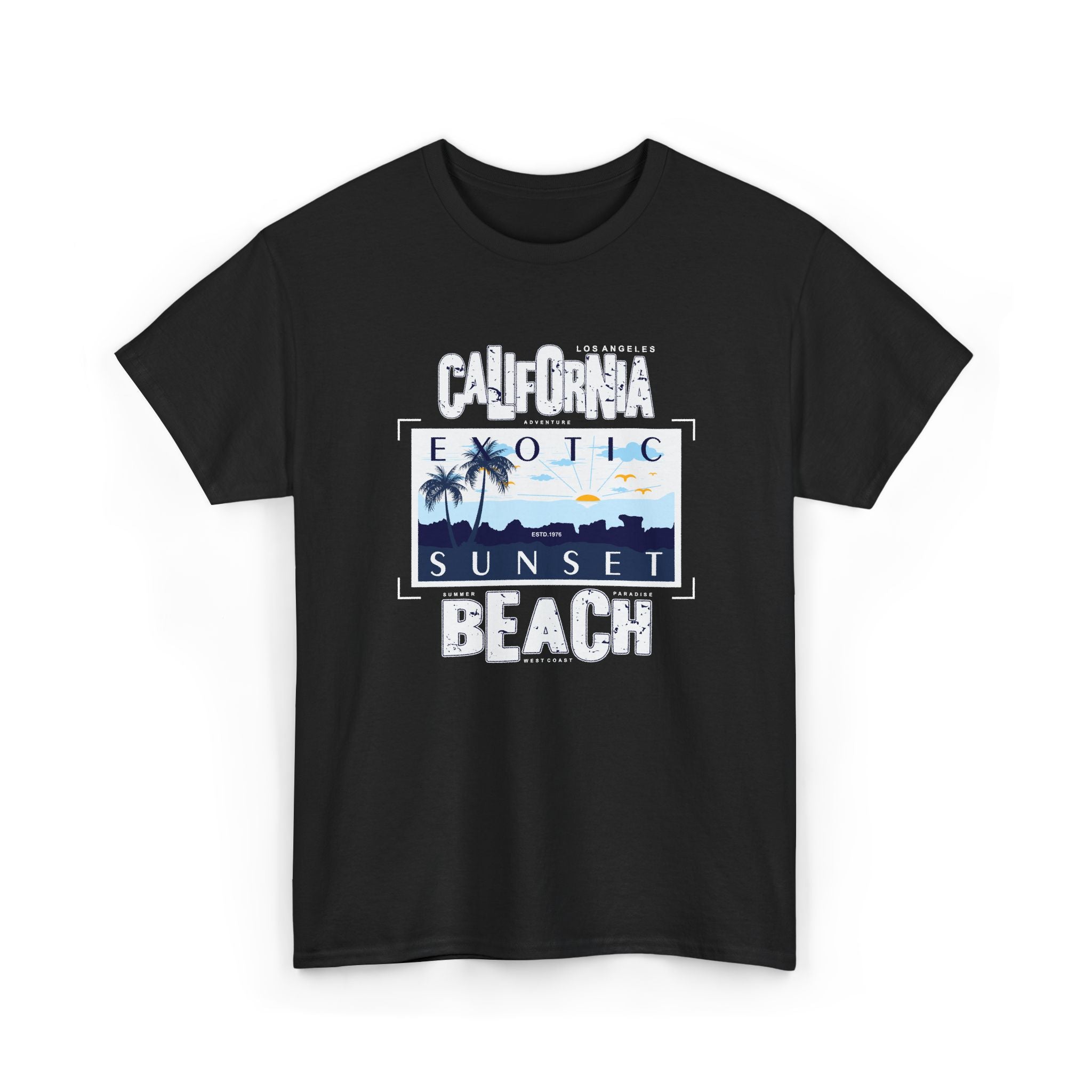 California Sunset Beach T-Shirt — Exotic Sunset Palm Graphic Tee – Bamerix