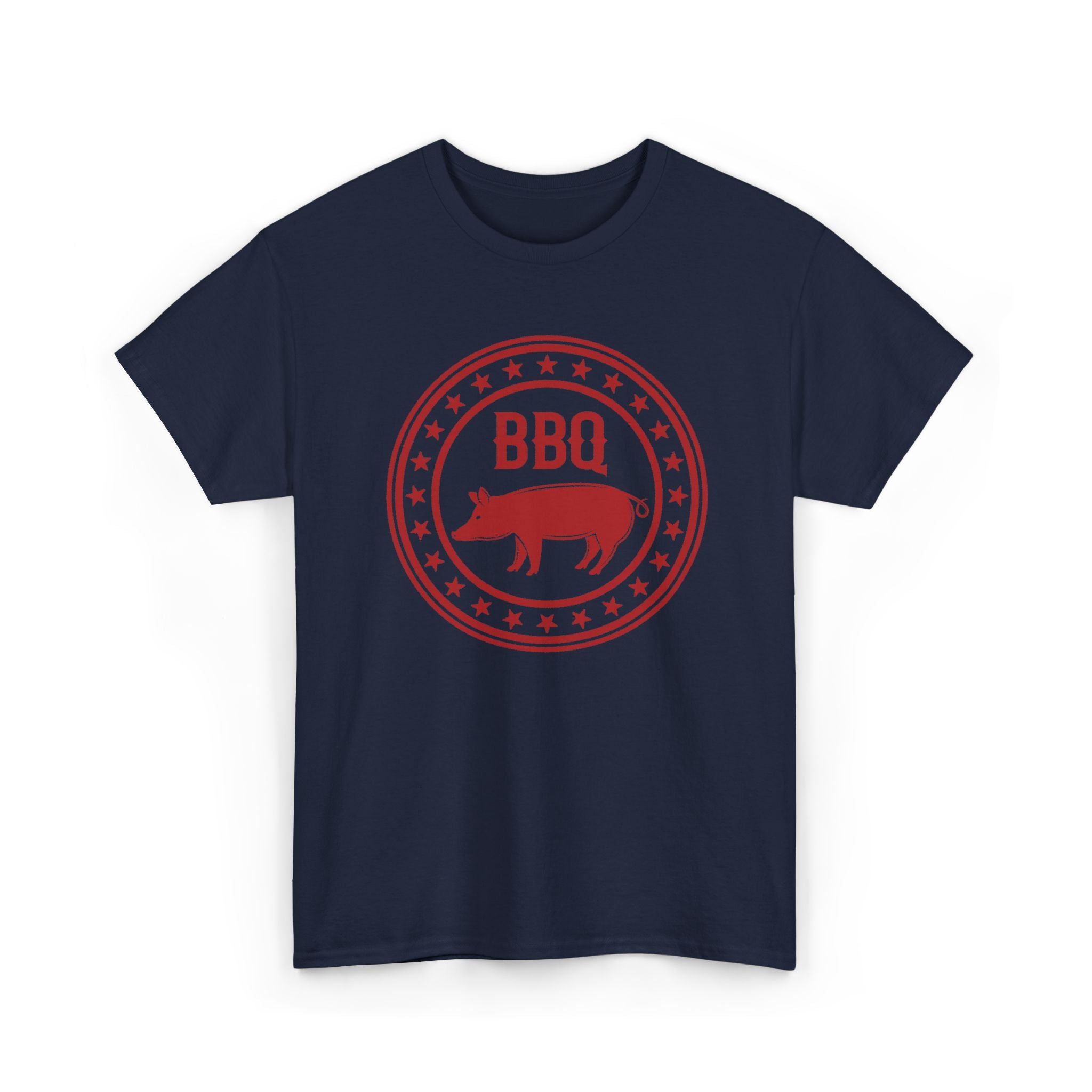 BBQ Pig Logo T-Shirt — Vintage Red Barbecue Grill Tee