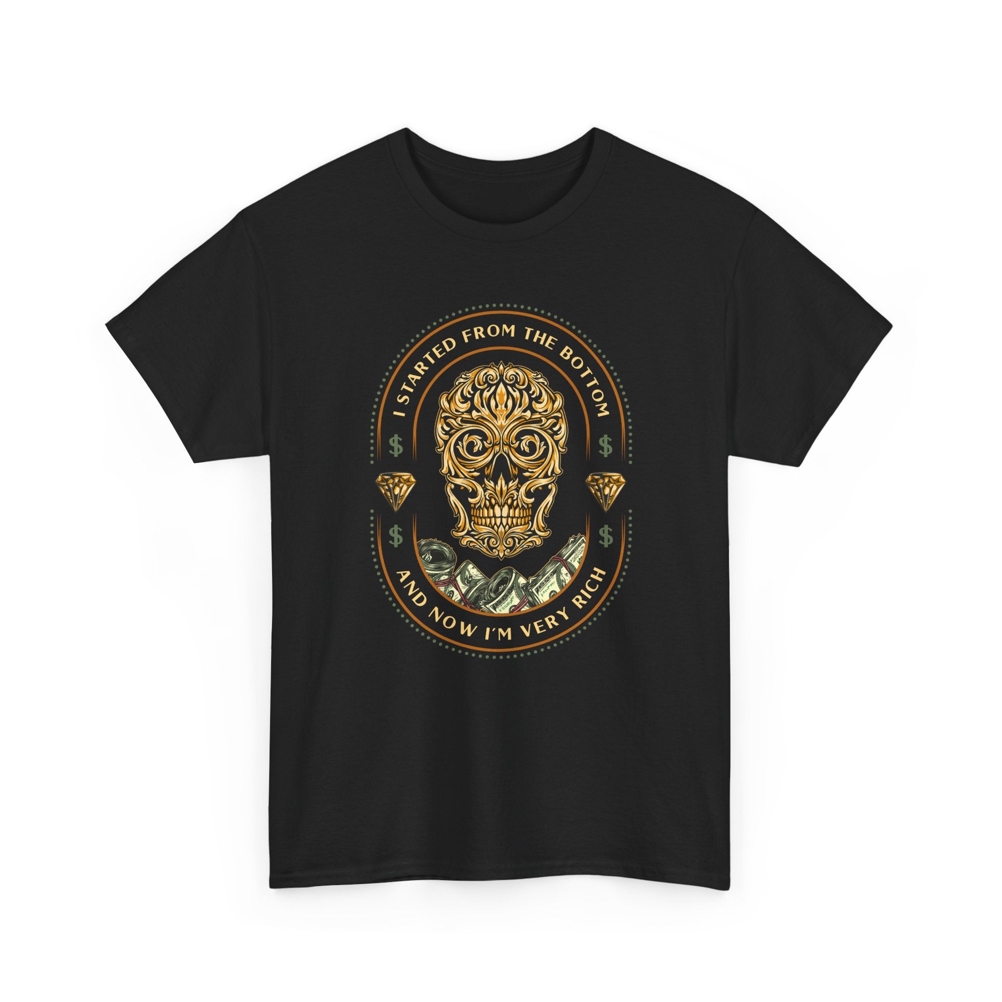 Skull Crest Tee — Started From The Bottom And Now I'm Very Rich Vintage Gothic T-Shirt – Bamerix