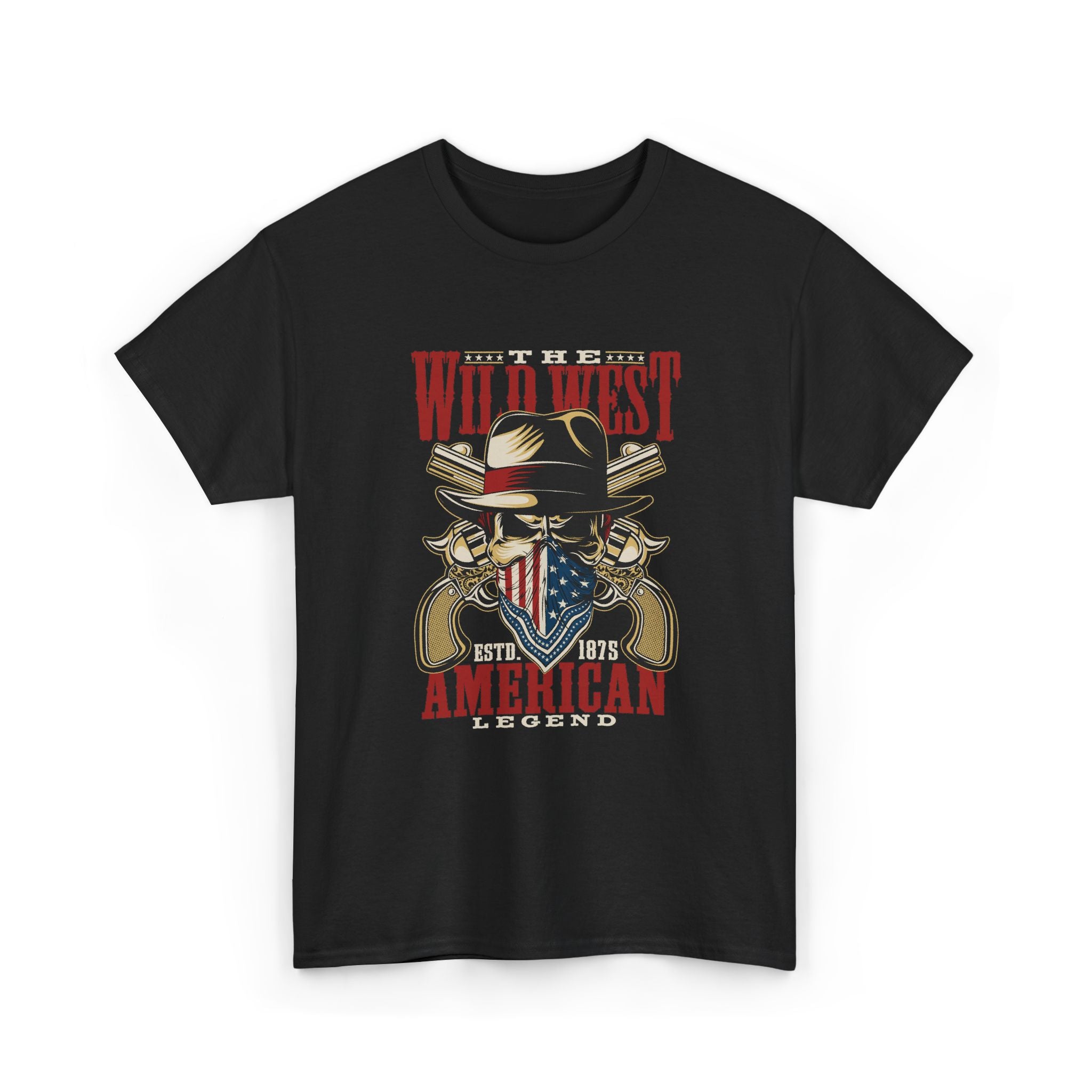 Wild West American Legend T-Shirt — Patriotic Cowboy Skull Graphic Tee – Bamerix