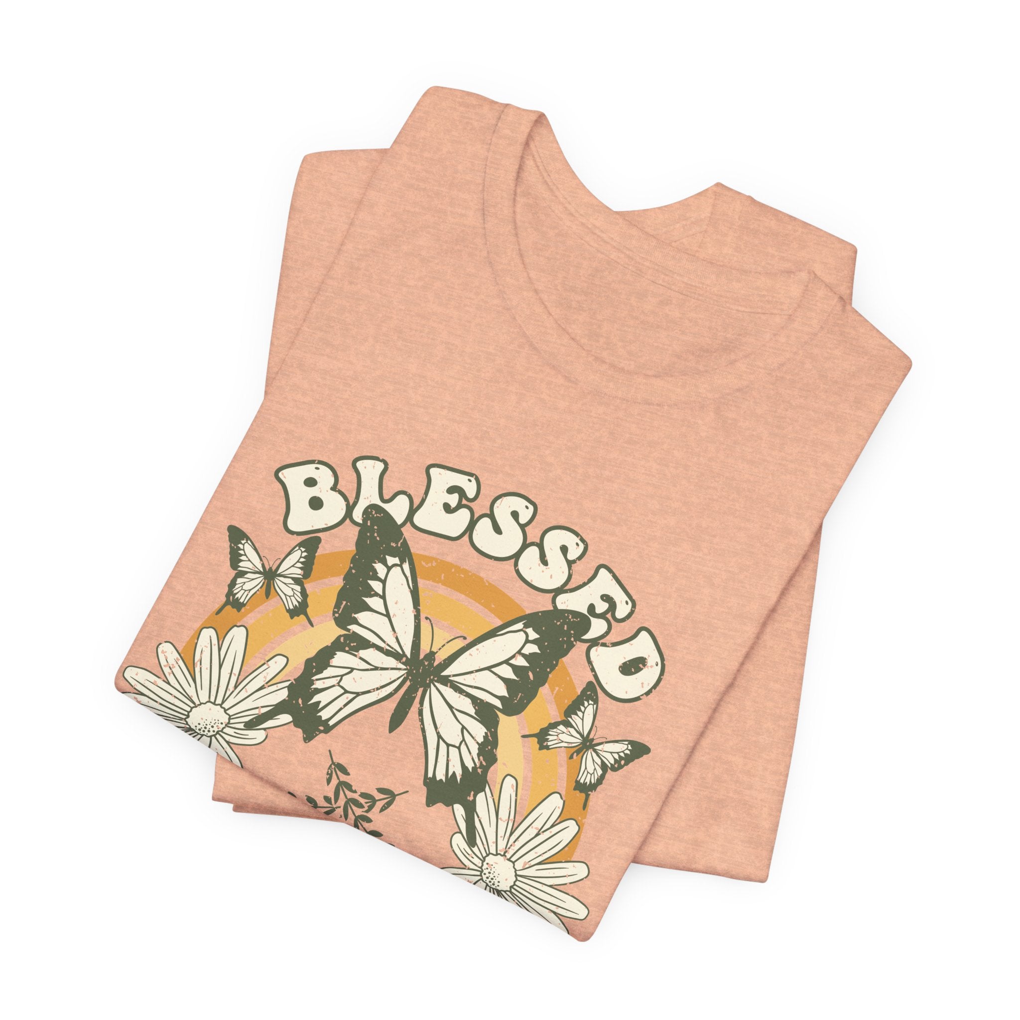 Blessed Tee – Butterfly & Floral Design – Bamerix