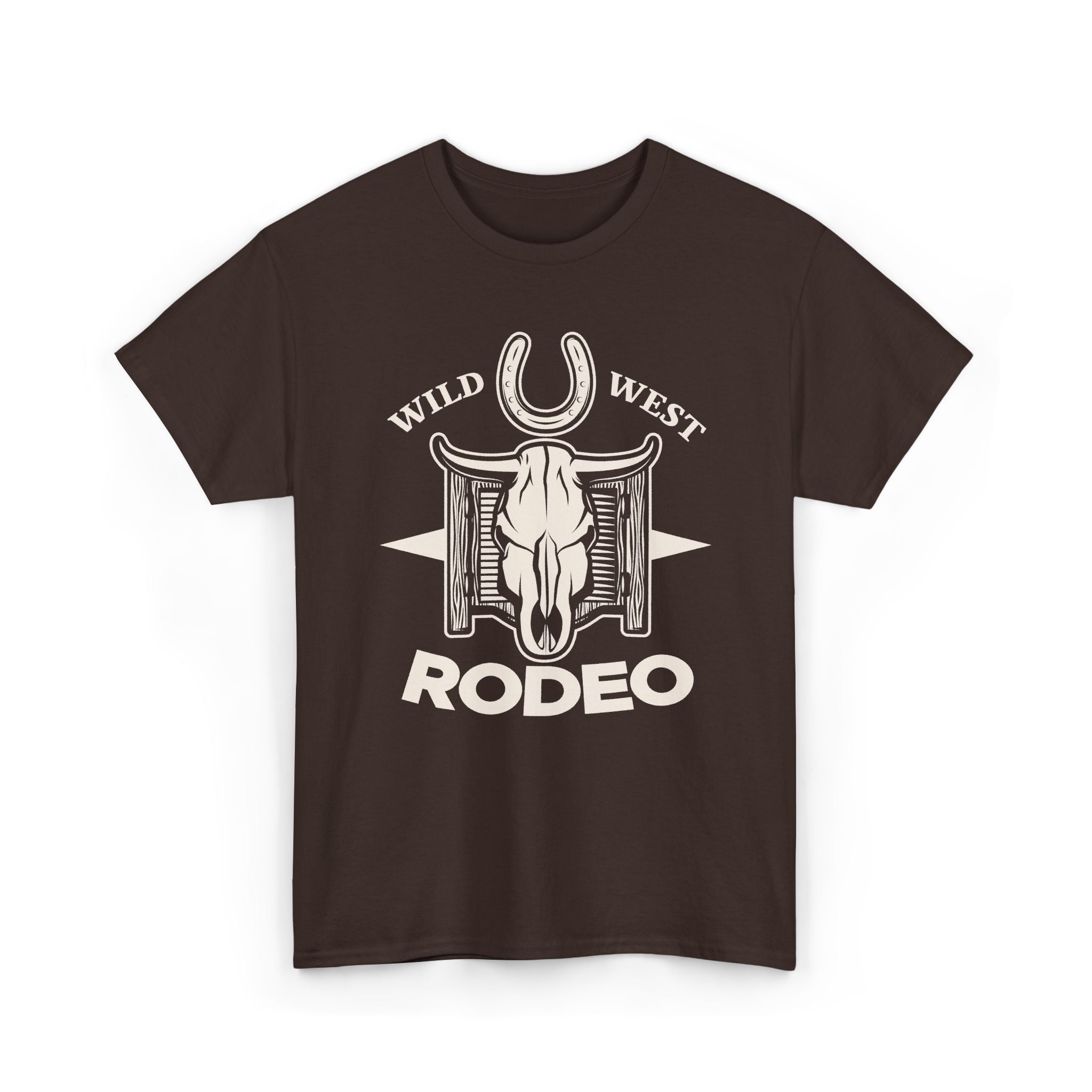 Rodeo Wild West T-Shirt – Western Skull & Horseshoe Tee