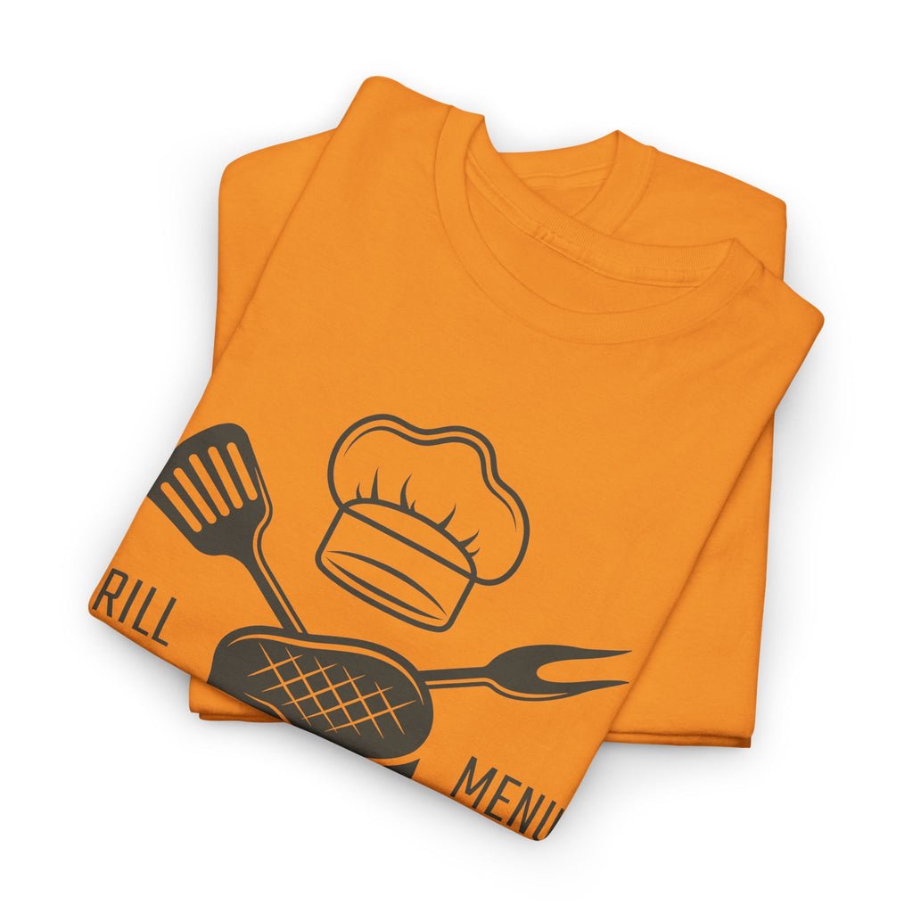Grill Menu BBQ T-Shirt — Chef Hat & Utensils BBQ Cooking Tee
