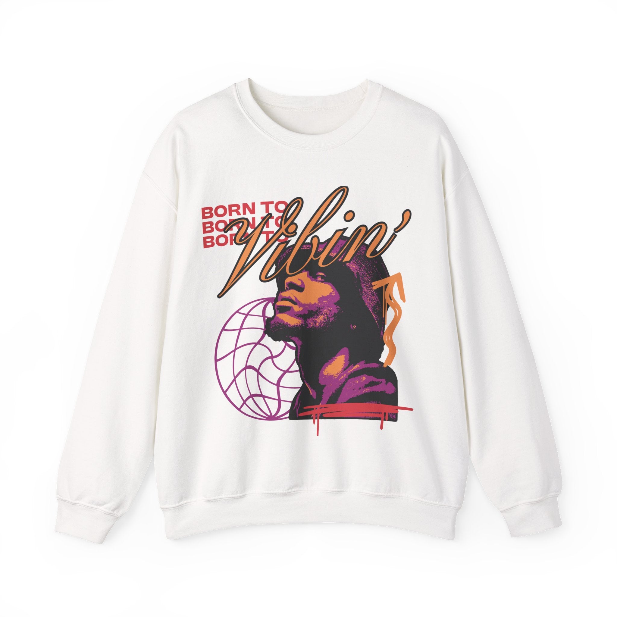 Vibin' Portrait Crewneck Sweatshirt  Born to Vibin' Graphic – Bamerix
