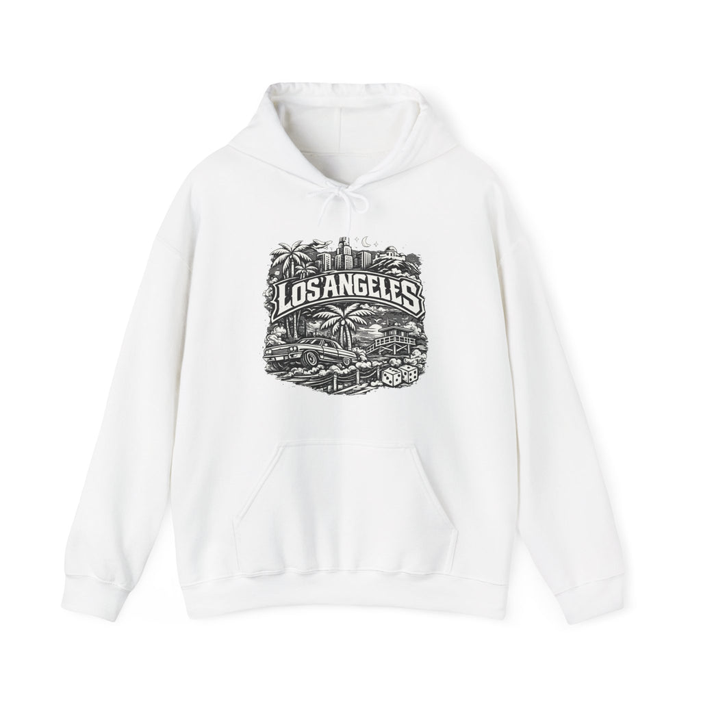 Los Angeles Vintage Skyline Hoodie — Retro Palm Tree Cityscape Sweatshirt – Bamerix