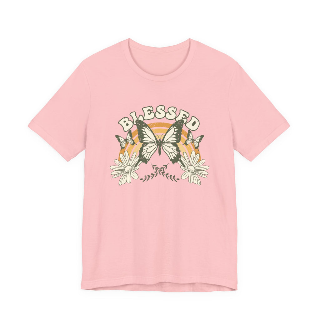 Blessed Tee – Butterfly & Floral Design – Bamerix