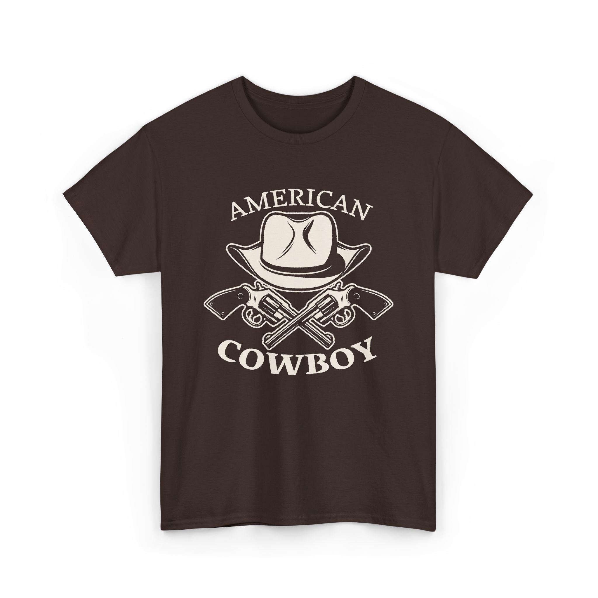 American Cowboy T-Shirt – Vintage Western Hat & Crossed Pistols Graphic– Bamerix