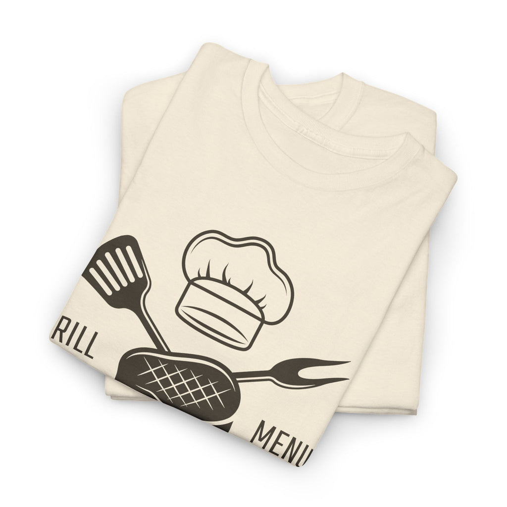 Grill Menu BBQ T-Shirt — Chef Hat & Utensils BBQ Cooking Tee