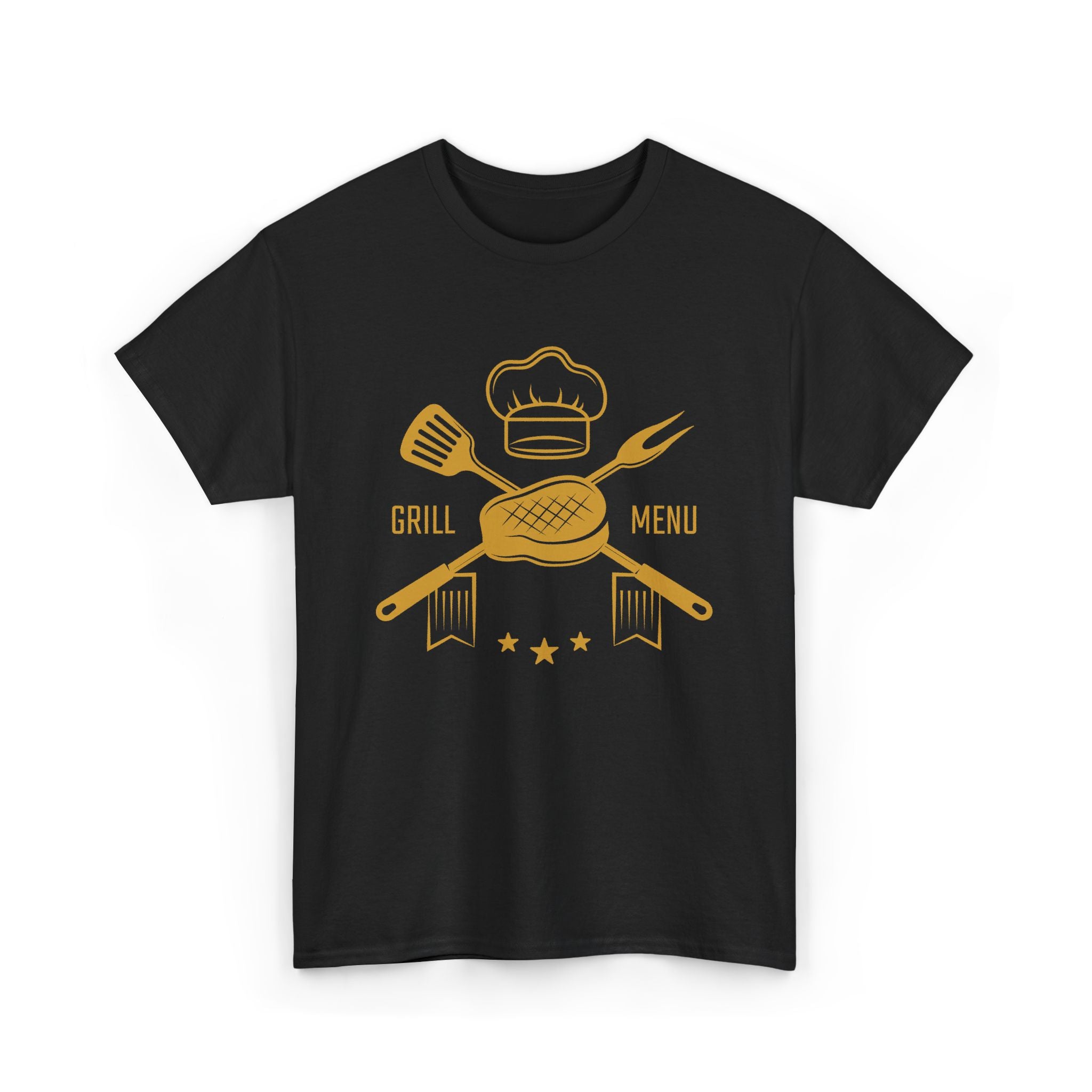 Grill Menu BBQ T-Shirt — Chef Hat & Utensils BBQ Cooking Tee