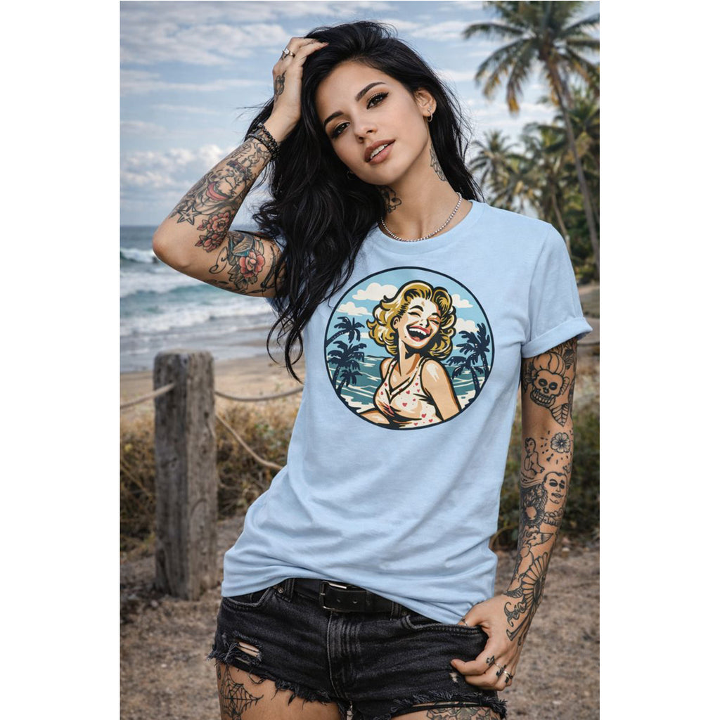 Vintage Beach Girl  T-Shirt | Retro Summer Style Tee – Bamerix