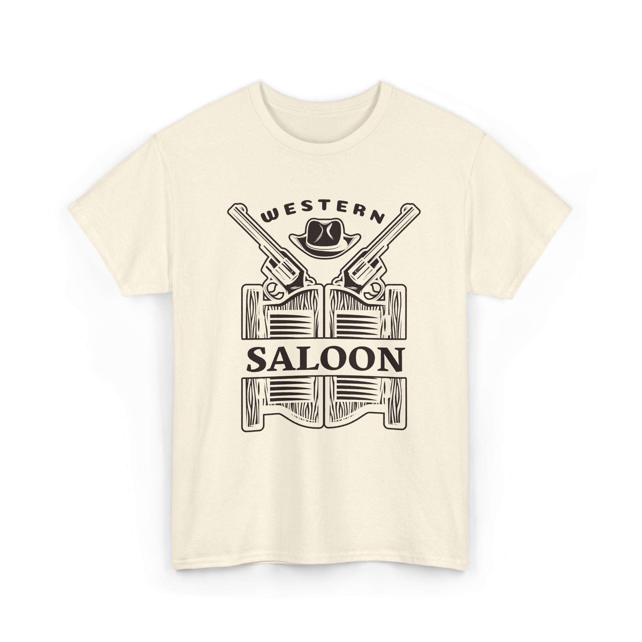 Western Saloon T-Shirt — Vintage Cowboy Guns & Hat Graphic Tee – Bamerix