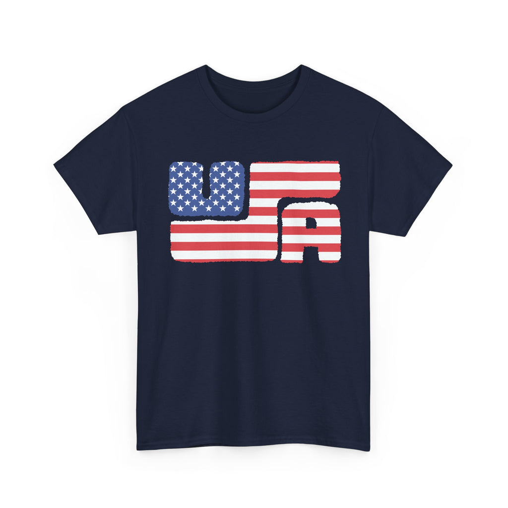 USA Flag Block T-Shirt — Distressed American Flag Graphic Tee for 4th of July – Bamerix