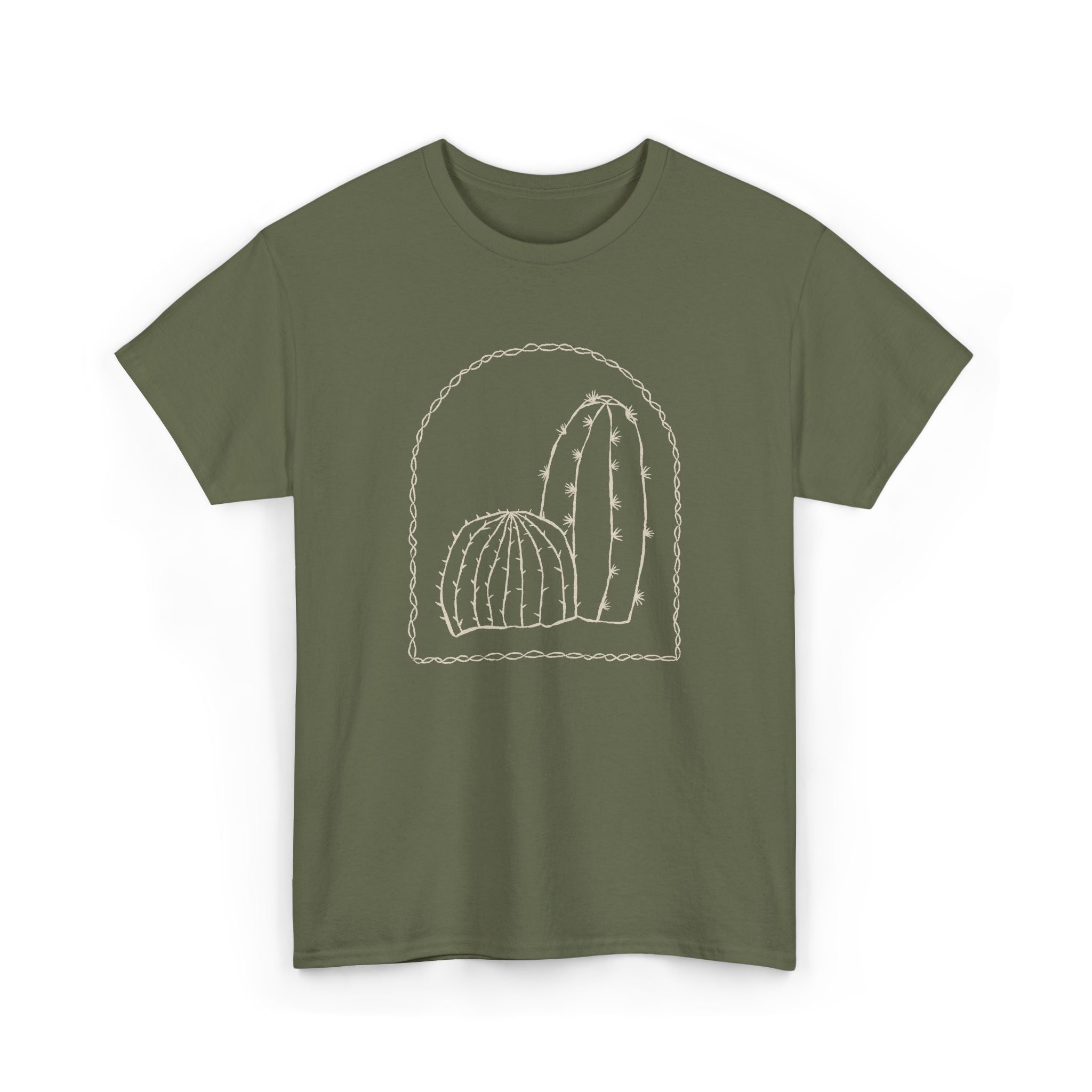 Cactus Arch Tee — Minimal Desert Line Art T-Shirt