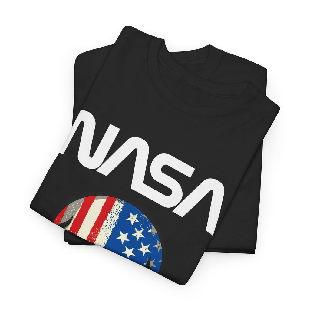 NASA American Flag Skull Tee — Patriotic Space Graphic T-Shirt – Bamerix