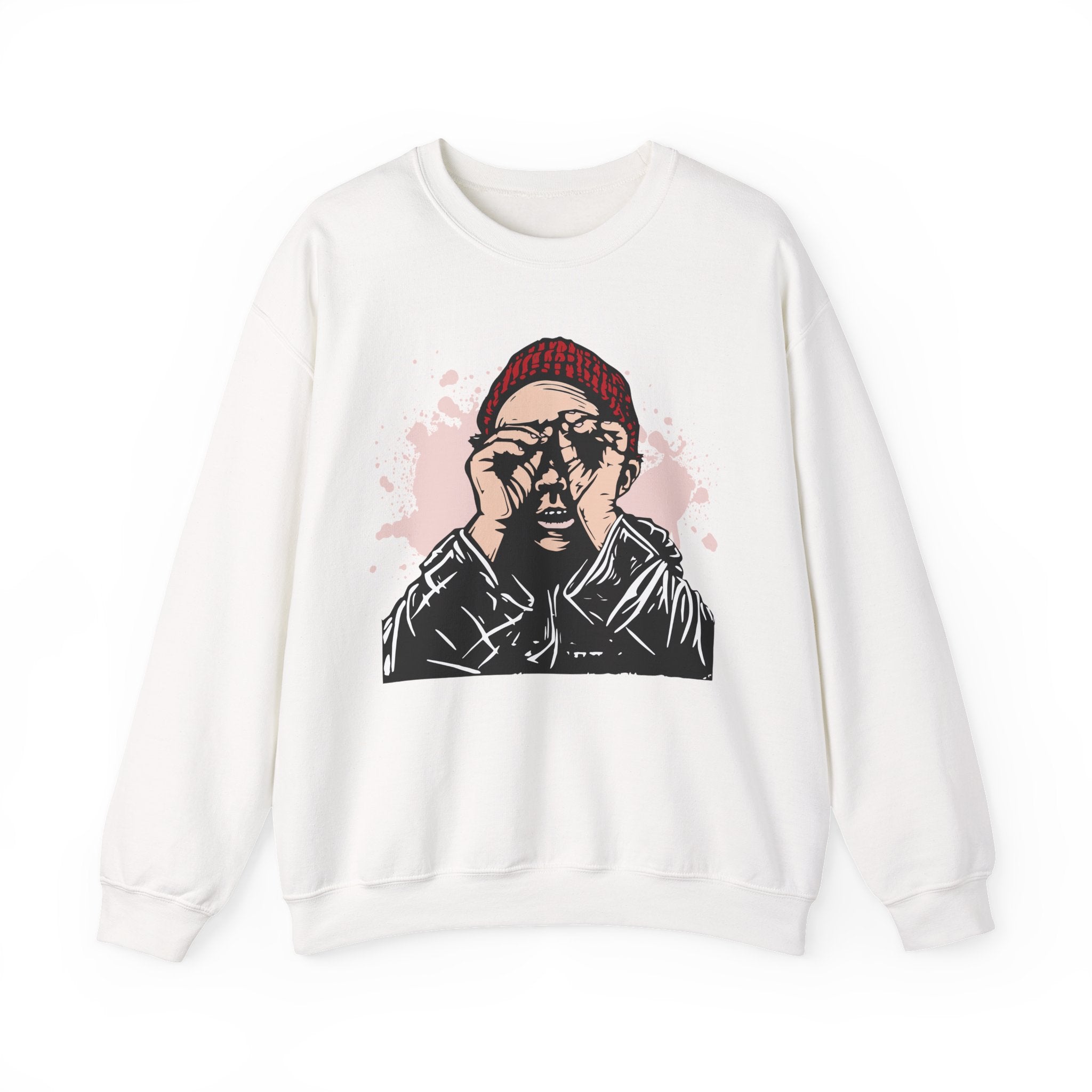 Crewneck Sweatshirt  Illustrated Beanie Portrait Graphic – Bamerix