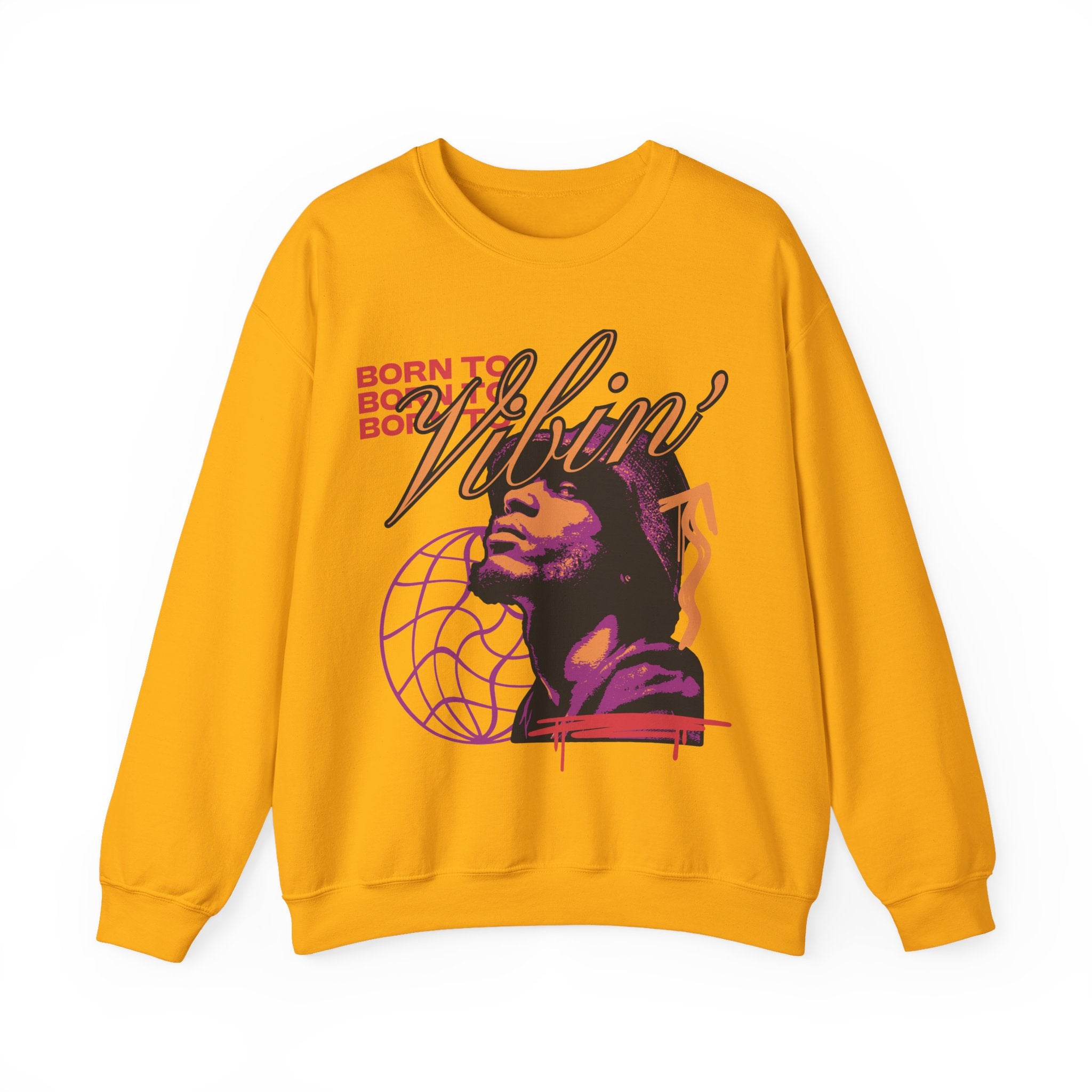 Vibin' Portrait Crewneck Sweatshirt  Born to Vibin' Graphic – Bamerix