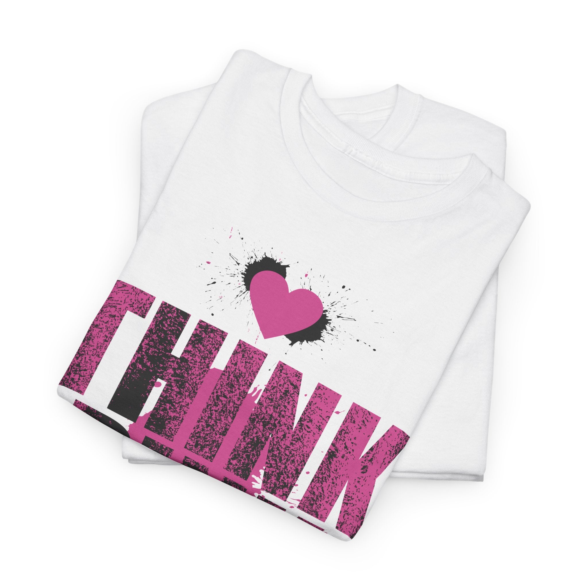 Think Pink Unisex Heavy Cotton Tee Cute Pink Graphic T-Shirt – Bamerix
