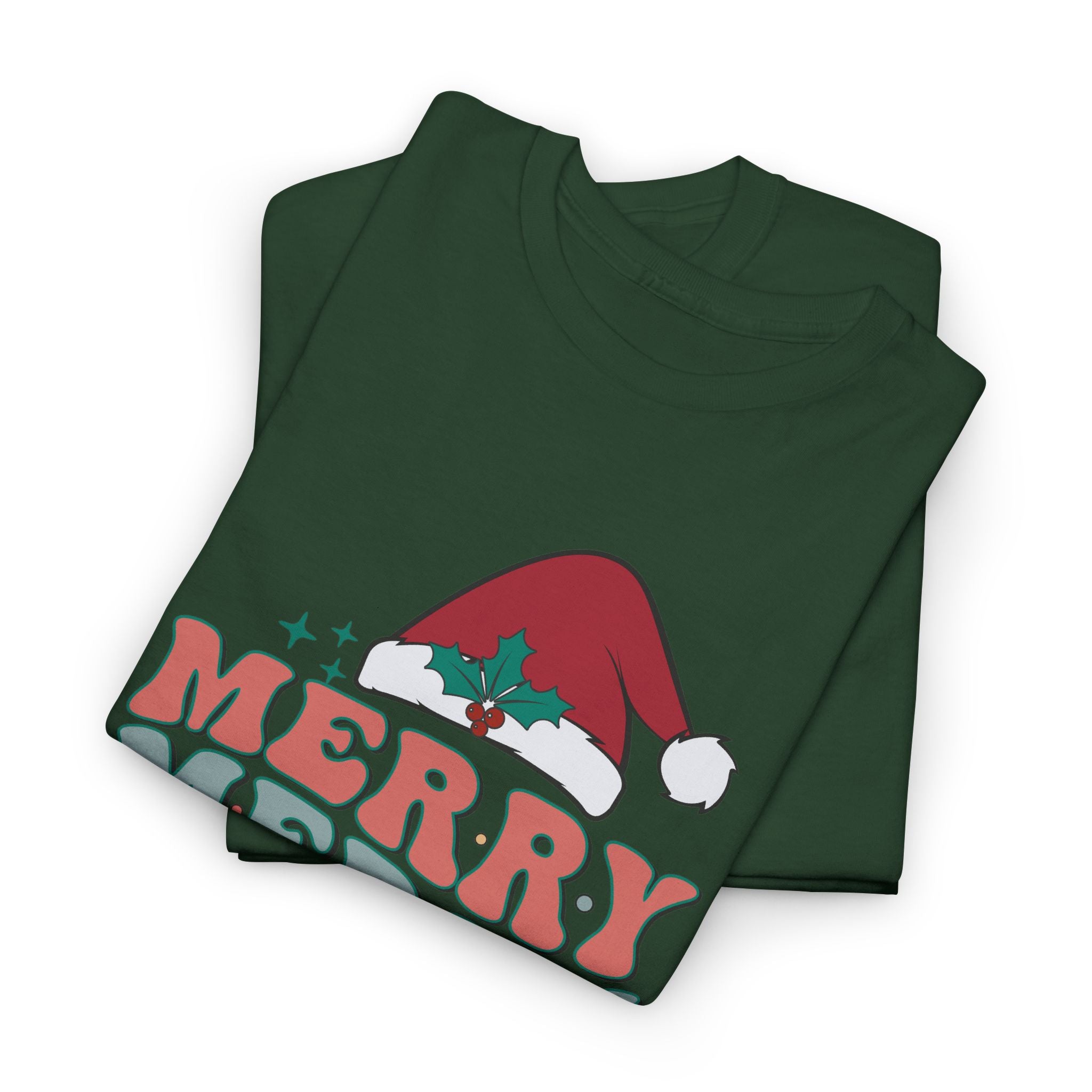 Merry Christmas Unisex Heavy Cotton Tee, Holiday Graphic Tshirt – Bamerix