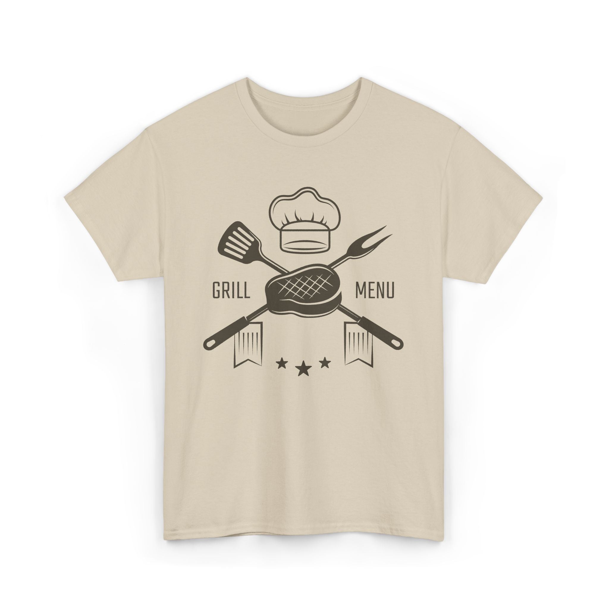 Grill Menu BBQ T-Shirt — Chef Hat & Utensils BBQ Cooking Tee