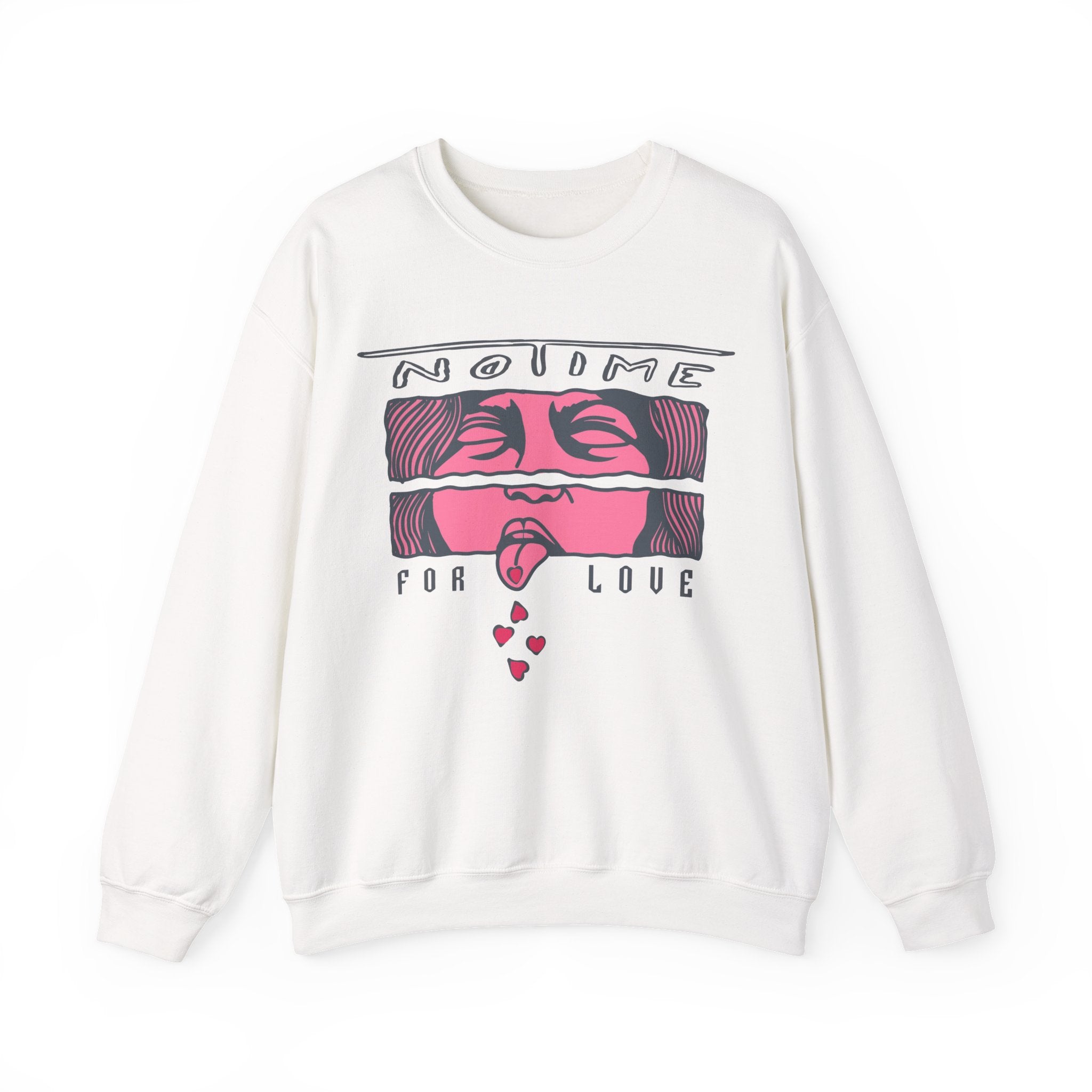 Crewneck Sweatshirt  'No Time For Love' Retro Kiss Graphic – Bamerix