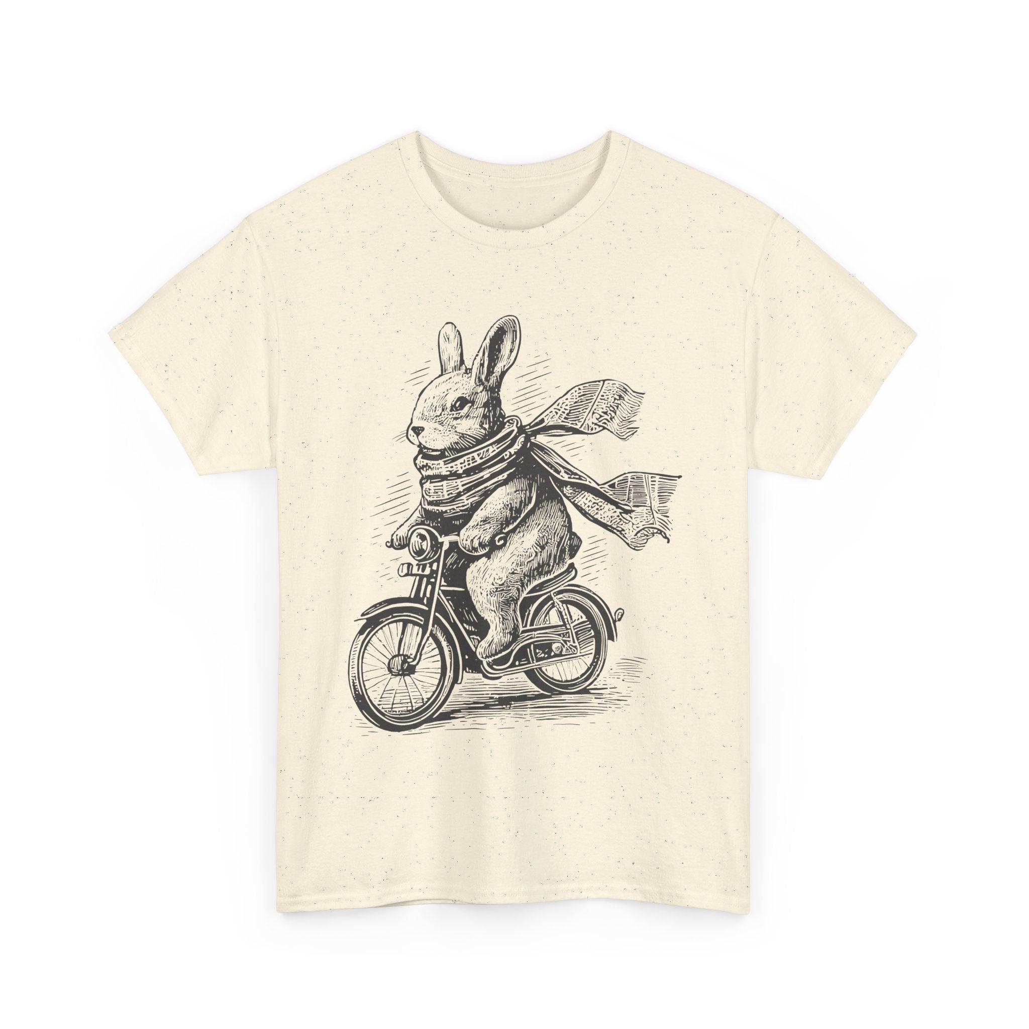 Bunny on Bike T-Shirt — Vintage Sketch Rabbit Riding Bicycle Tee – Bamerix